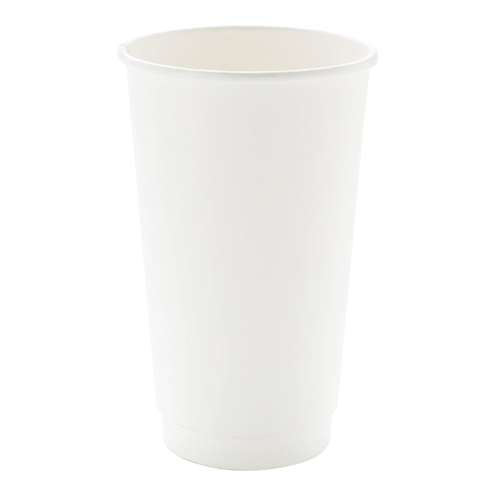 20 oz White Double Wall Paper Coffee Cups - 250 Count Bulk Box (3.5