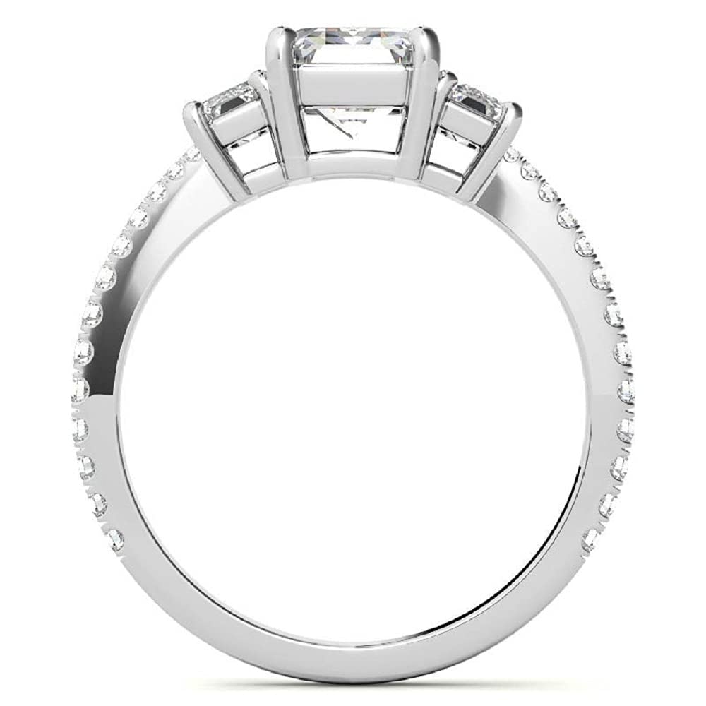 3 CT Emerald Cut Moissanite Engagement Ring - Vintage Wedding Eternity Band with 4-Prong Solitaire Setting in Sterling Silver - Anniversary, Promise Ring Gift for Women - Perfect for Proposals, Weddings & Special Occasions