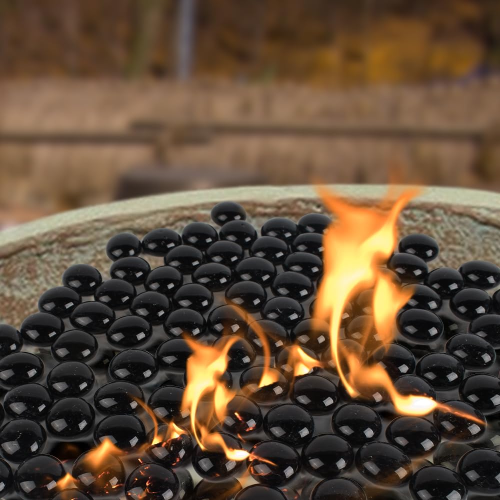 1 lb Flat Glass Marbles - Black Flat Bottom Glass Beads for Vase Filler, Aquarium Decor, Terrarium Pebbles | Perfect for Home Decor, Wedding Centerpieces & DIY Craft Projects