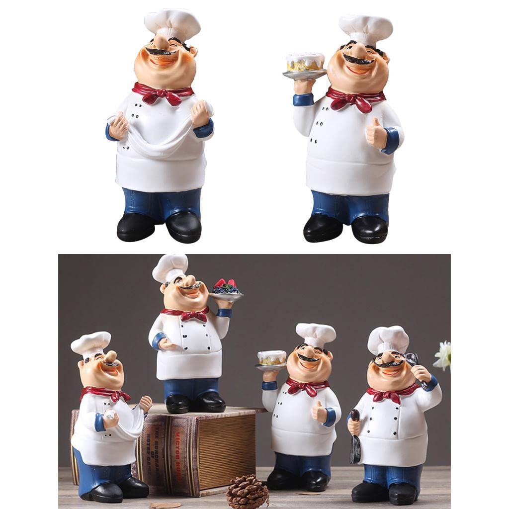 2-Piece Modern Beige Chef Figurine Set - Elegant Kitchen Decor for Home, Restaurant & Office - Perfect for Countertop, Shelf & Table Display
