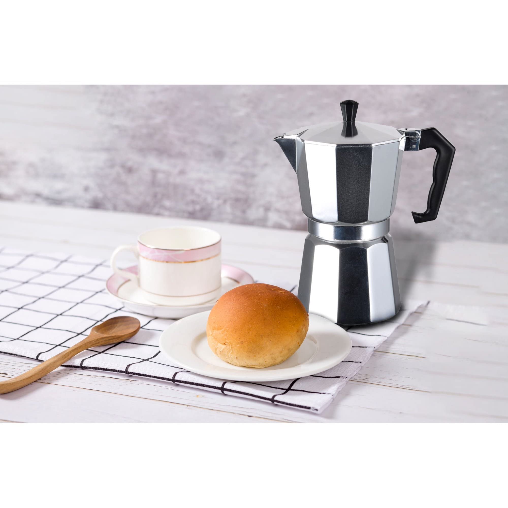 J&V TEXTILES 12-Cup Stovetop Espresso & Coffee Maker - Classic Italian Moka Pot for Cuban Café Brewing, Perfect for Home, Office & Camping Use