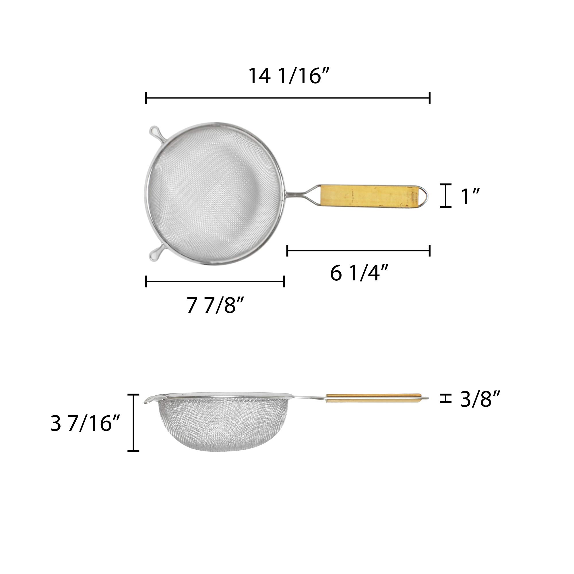 8-Inch Stainless Steel Single Mesh Strainer - Fine Kitchen Sieve for Cooking, Baking & Pasta - Thunder Group Commercial Grade Strainer for Restaurants & Home Use