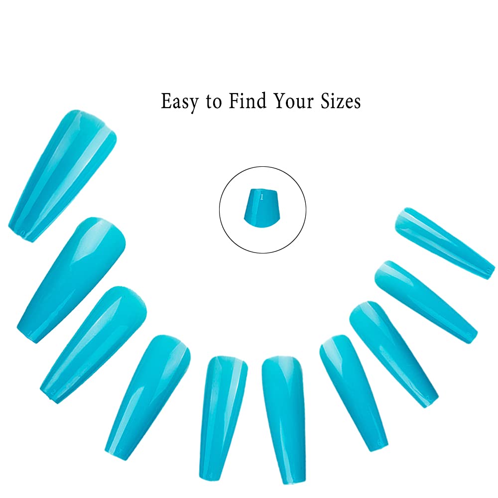 Vibrant Long Coffin Press On Nails - 100Pcs Ballerina Fake Nails with Full Cover Tips for DIY Nail Art & Salon Use | Perfect for Parties, Weddings & Special Occasions