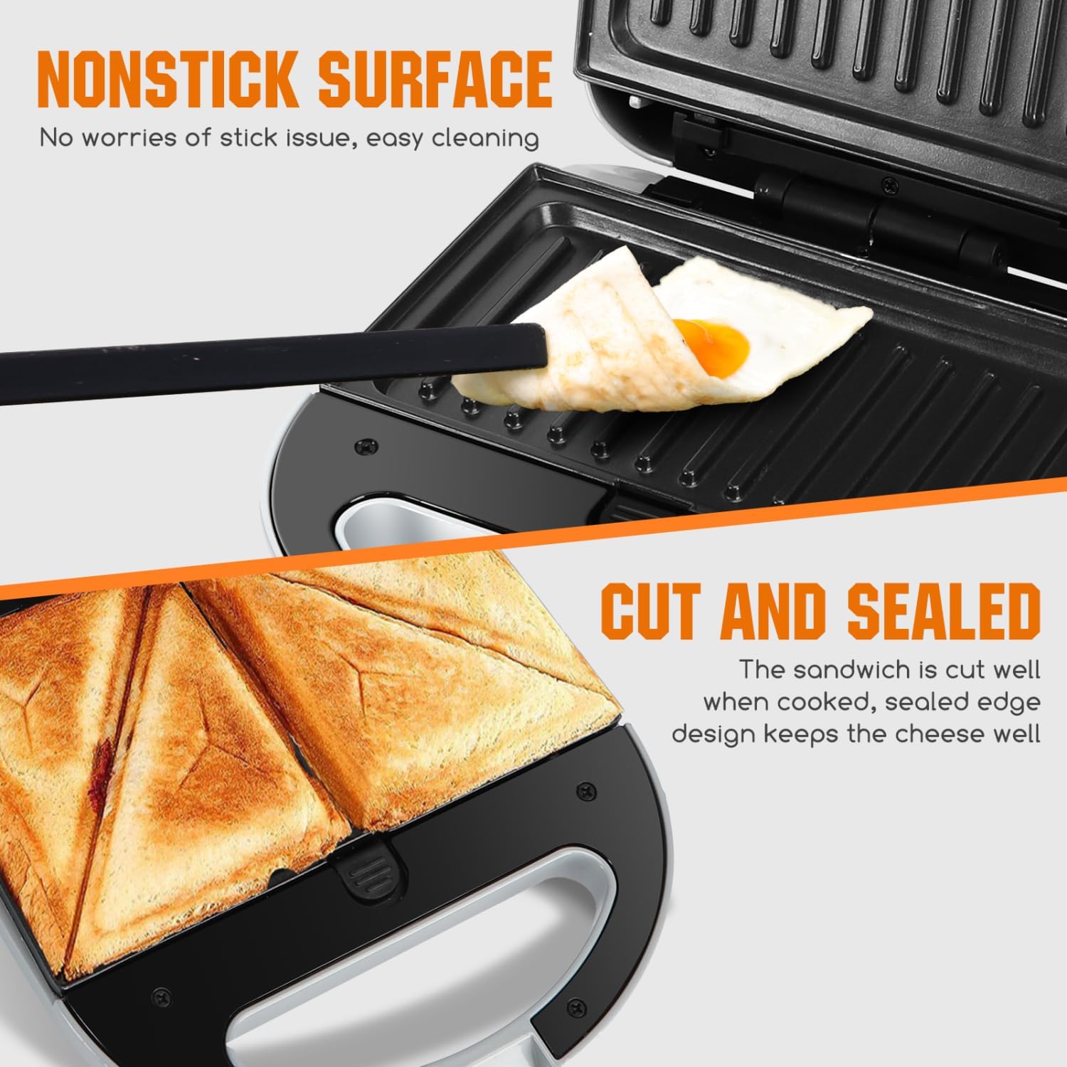 Aigostar 3-in-1 Electric Sandwich Maker & Panini Press Grill with Removable Non-Stick Plates, Waffle Maker, Grilled Cheese Maker - 750W, Cool-Touch Handle, LED Indicator, Easy to Clean - Perfect for Breakfast, Snacks, Parties & Camping