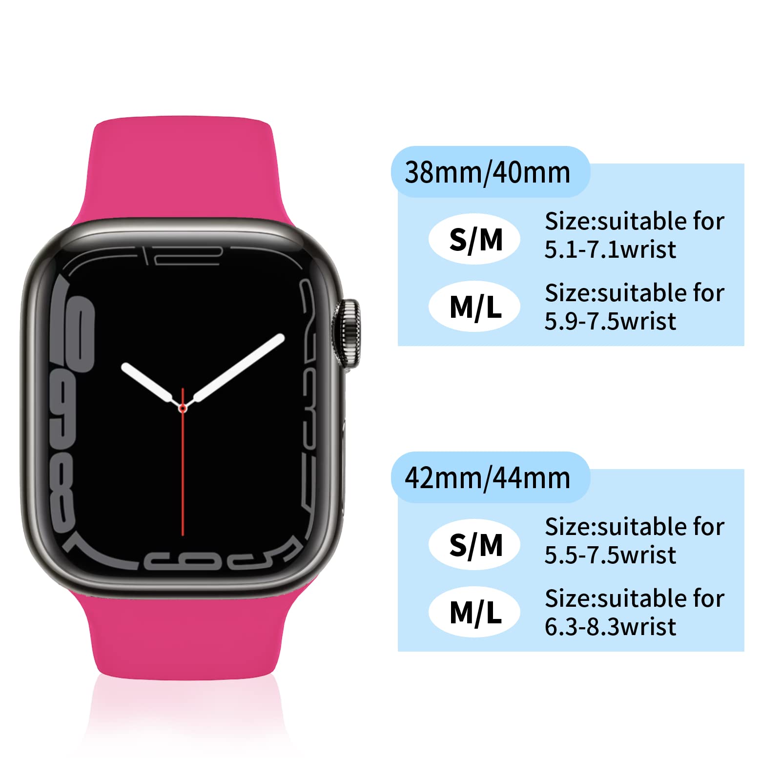 Premium Soft Silicone Sport Band Compatible with Apple Watch 38mm 40mm 41mm 42mm 44mm 45mm 49mm - Replacement Strap for iWatch Ultra 2/Ultra/SE/Series 9/8/7/6/5/4/3/2/1 - Comfortable Durable Wristband for Women & Men - Perfect for Workouts, Running & Everyday Wear