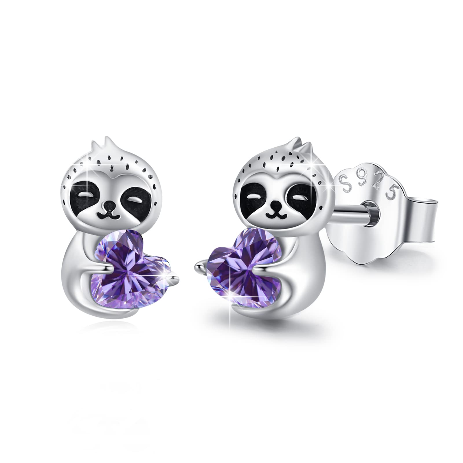 Sterling Silver Sloth Stud Earrings for Women & Girls - Cute Animal Jewelry Gift for Birthday, Valentine's Day | Hypoallergenic Heart Earrings for Everyday Wear & Special Occasions