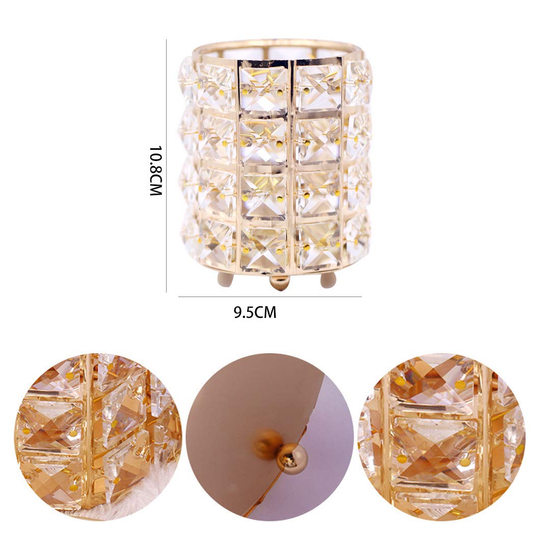Handmade Crystal Makeup Brush Holder & Eyebrow Pencil Organizer - Gold Cosmetic Storage for Vanity, Bathroom, Office Desk | Perfect for Makeup Artists & Beauty Enthusiasts