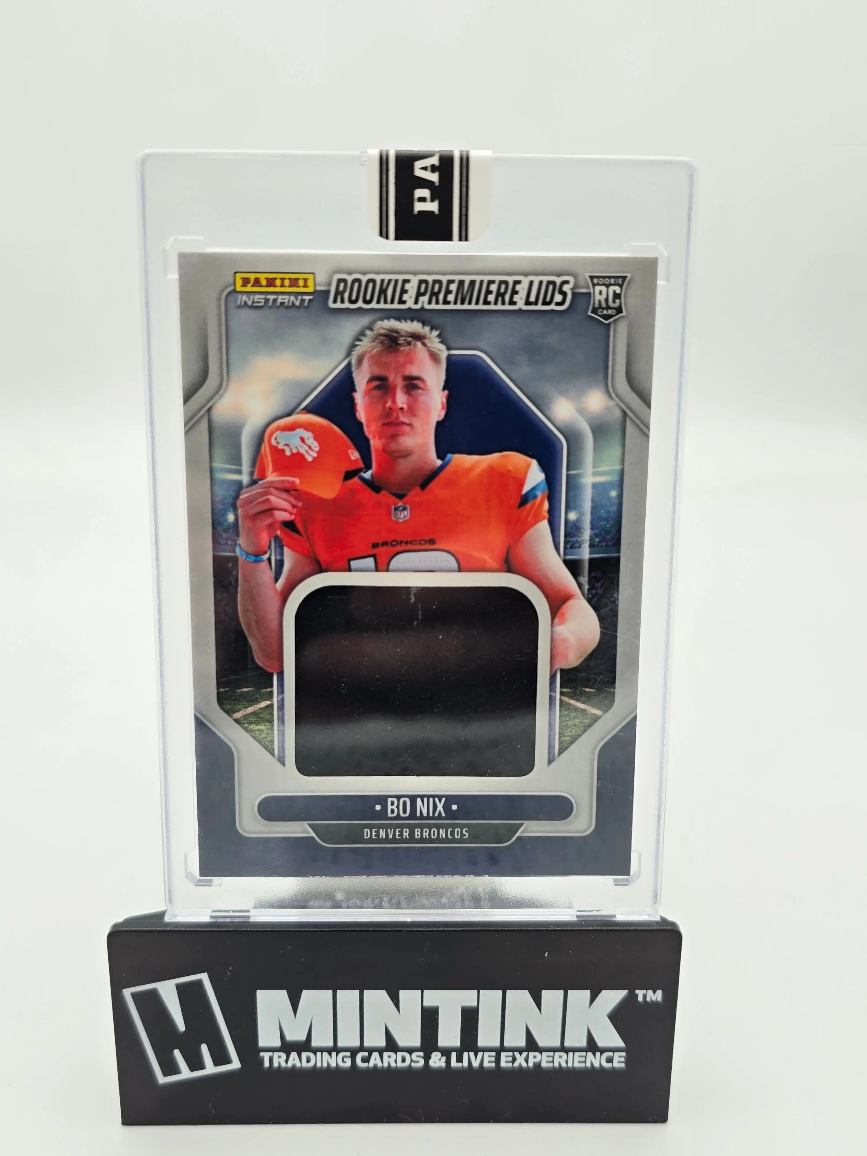 2024 Panini Instant Football Bo Nix Rookie Card Premier Lids Relic - Collectible Trading Card for NFL Fans & Sports Memorabilia Enthusiasts