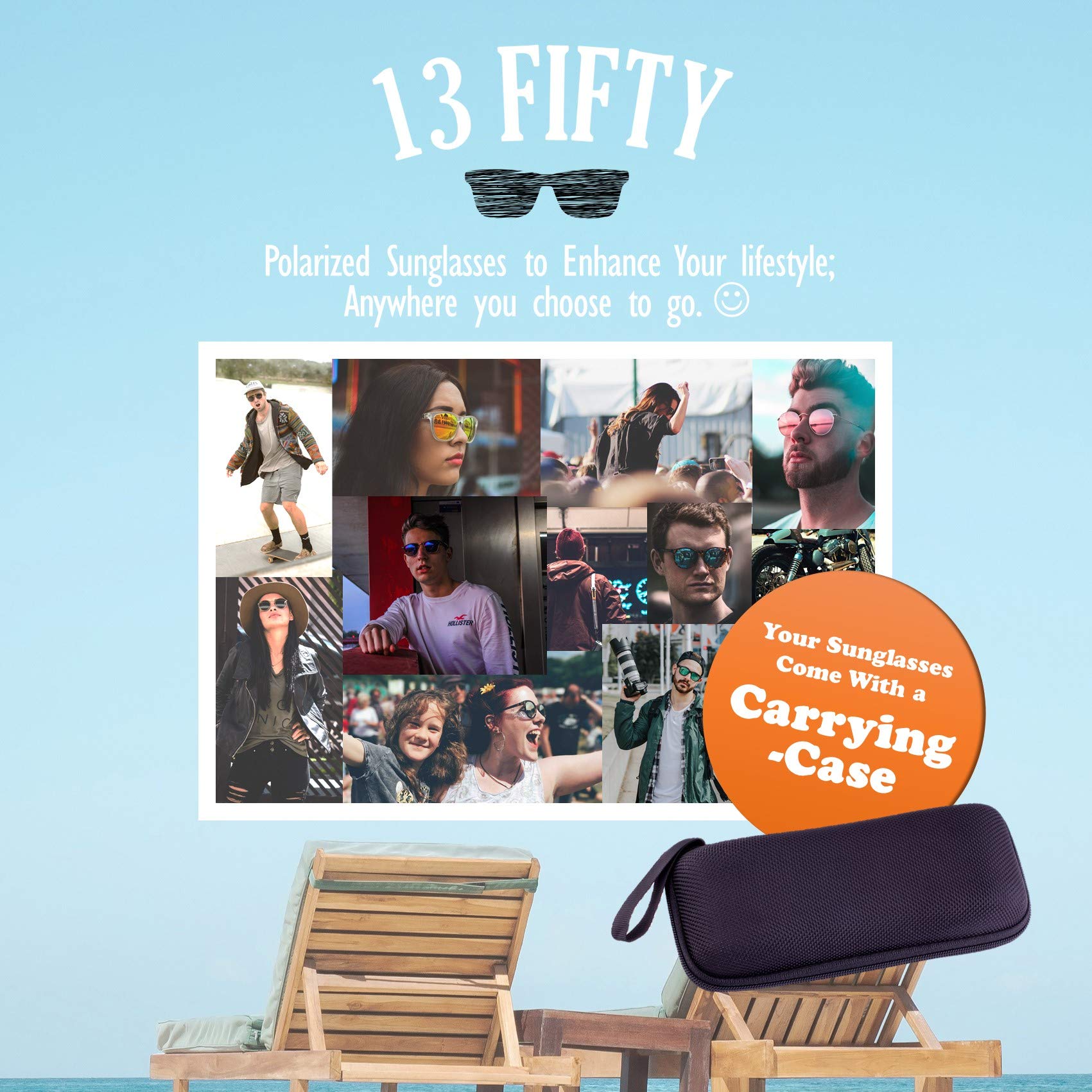 13Fifty San Diego Polarized Metal Sunglasses for Men & Women - UV Protection, Lightweight & Durable - Perfect for Driving, Beach & Outdoor Activities