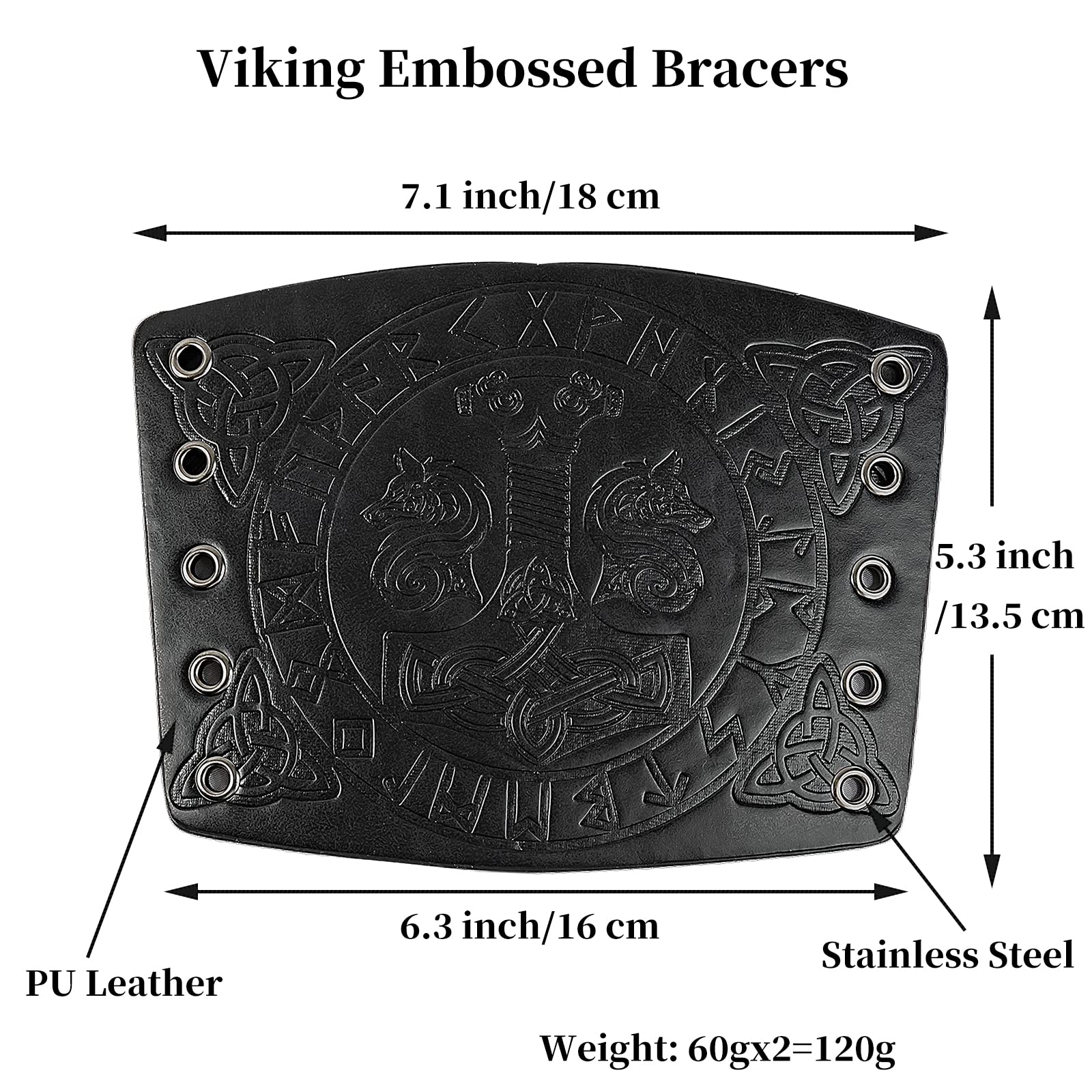 Viking Leather Bracers - Medieval Knight Arm Guards, LARP PU Leather Gauntlet, Embossed Armor Wristband for Cosplay & Renaissance Fairs - Perfect for Role Playing, Historical Reenactments & Costume Accessories