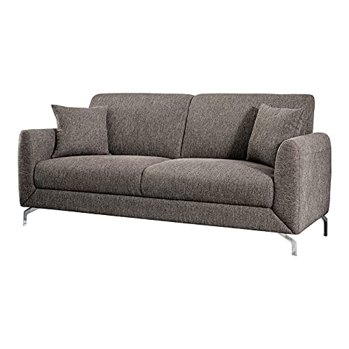 Kaci Contemporary Fabric Upholstered Sofa in Brown - Modern Living Room Furniture by Furniture of America | Perfect for Small Spaces, Apartments & Cozy Home Decor