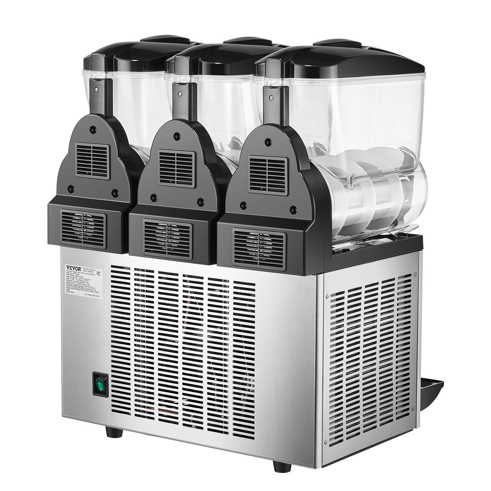 VEVOR Commercial Margarita Machine 15L x 3 Triple Tank Slushie Maker - Stainless Steel Frozen Drink Machine for Margaritas, Smoothies & Slushies (180 Cups Capacity) - Perfect for Home Parties, Restaurants, Cafes & Bars