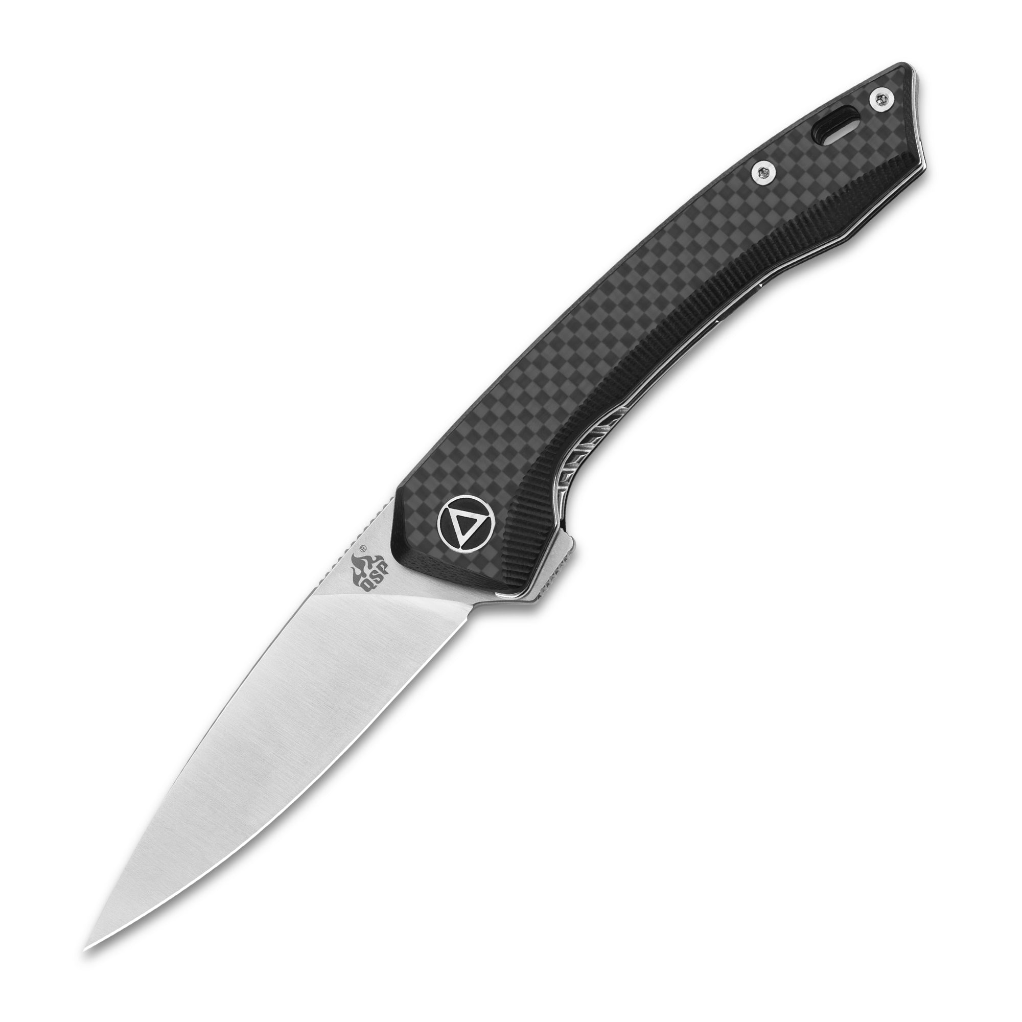 QSP Leopard Liner Lock Pocket Knife - 14C28N Stainless Steel Blade with Carbon Fiber & G10 Handle - EDC, Camping, Hiking, Survival Gear