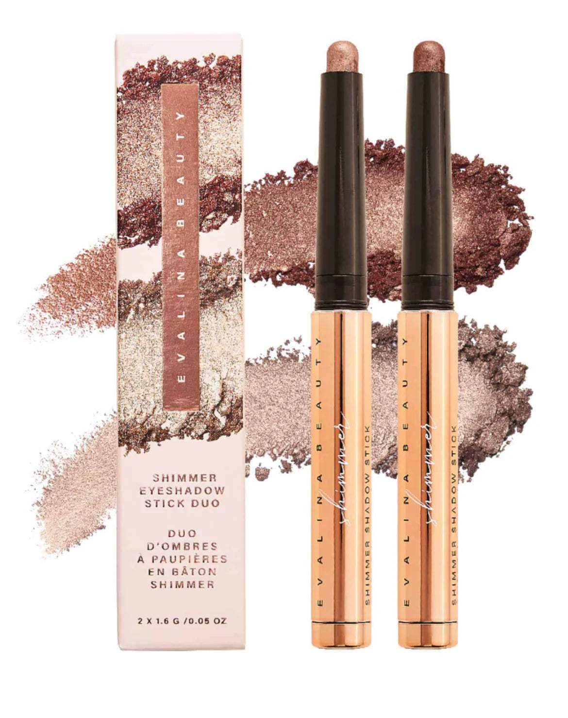 Evalina Beauty Shimmer Shadow Stick DUO - Long Lasting Creamy Eyeshadow Stick Set for Smokey & Glam Makeup | Perfect for Day to Night Looks, Parties & Special Occasions