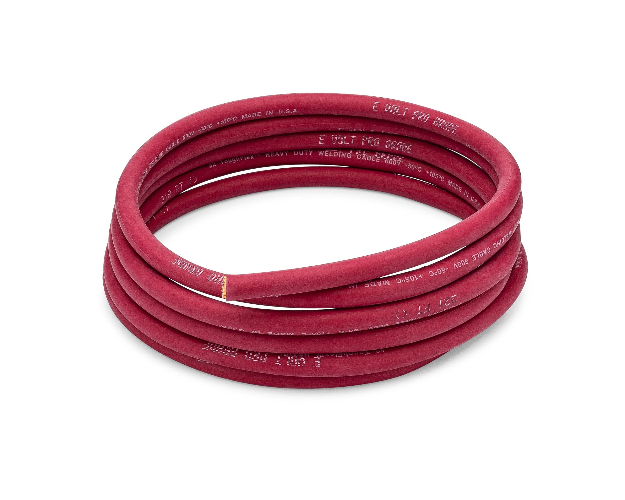 Premium E-VOLT Professional Grade Annealed Copper EPDM Welding Lead & Car Battery Cable (2 AWG, 10 FT Red) - Made in USA | Heavy-Duty Power Transfer for Automotive, Marine & Industrial Applications