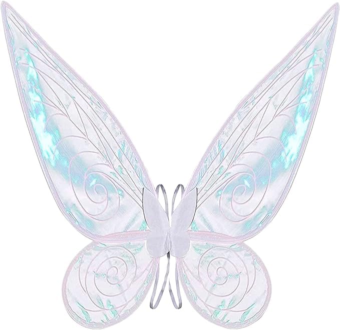 Oprtuisi Adult Fairy Wings - Shiny Transparent Princess Angel Wings for Halloween Costume, Cosplay, Dress Up Parties & Fantasy Photography