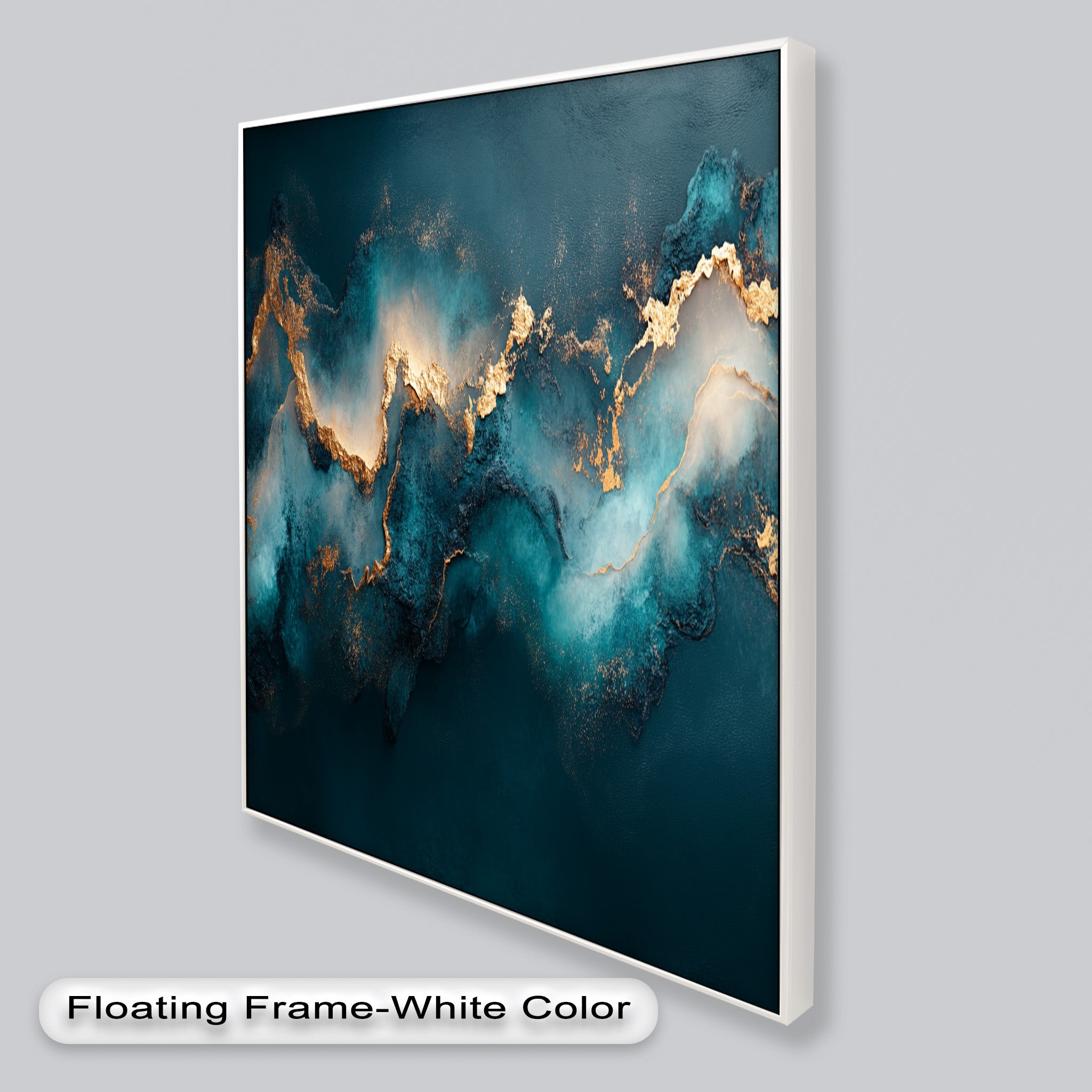 Abstract Blue and Gold Swirls Oil Painting - Modern Luxury Wall Art for Living Room, Bedroom & Office Decor