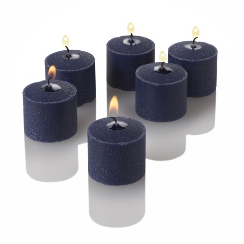 72-Pack Navy Blue Unscented Richland Votive Candles with 72 Clear Glass Eastland Votive Holders - Perfect for Weddings, Church Events, Restaurants & Home Decor