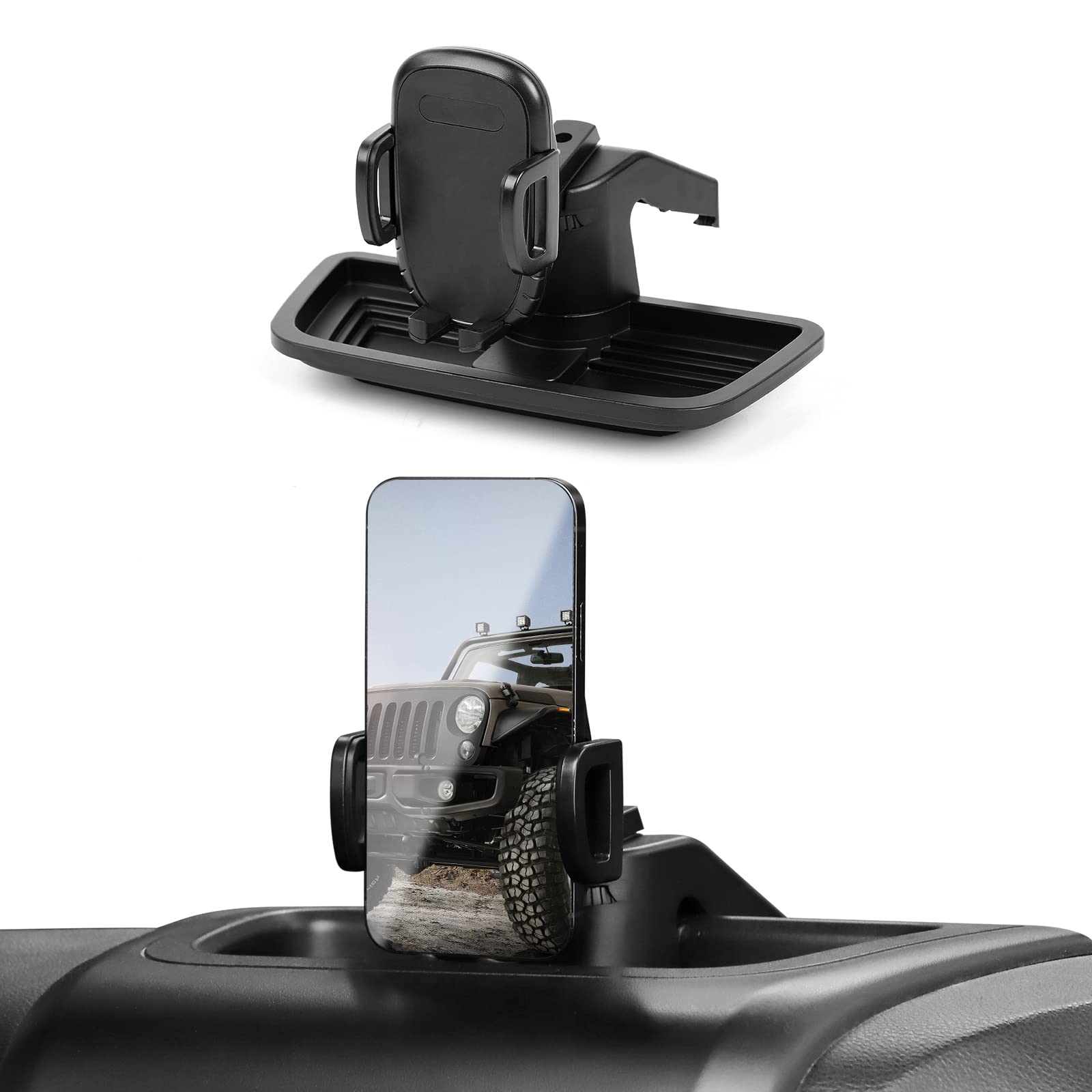JeCar Upgraded Aluminum Alloy Phone Mount for Jeep Wrangler JK & JKU (2011-2018) - Secure Dash Cell Phone Holder, Interior Car Accessories - Perfect for Off-Road Adventures & Daily Commuting