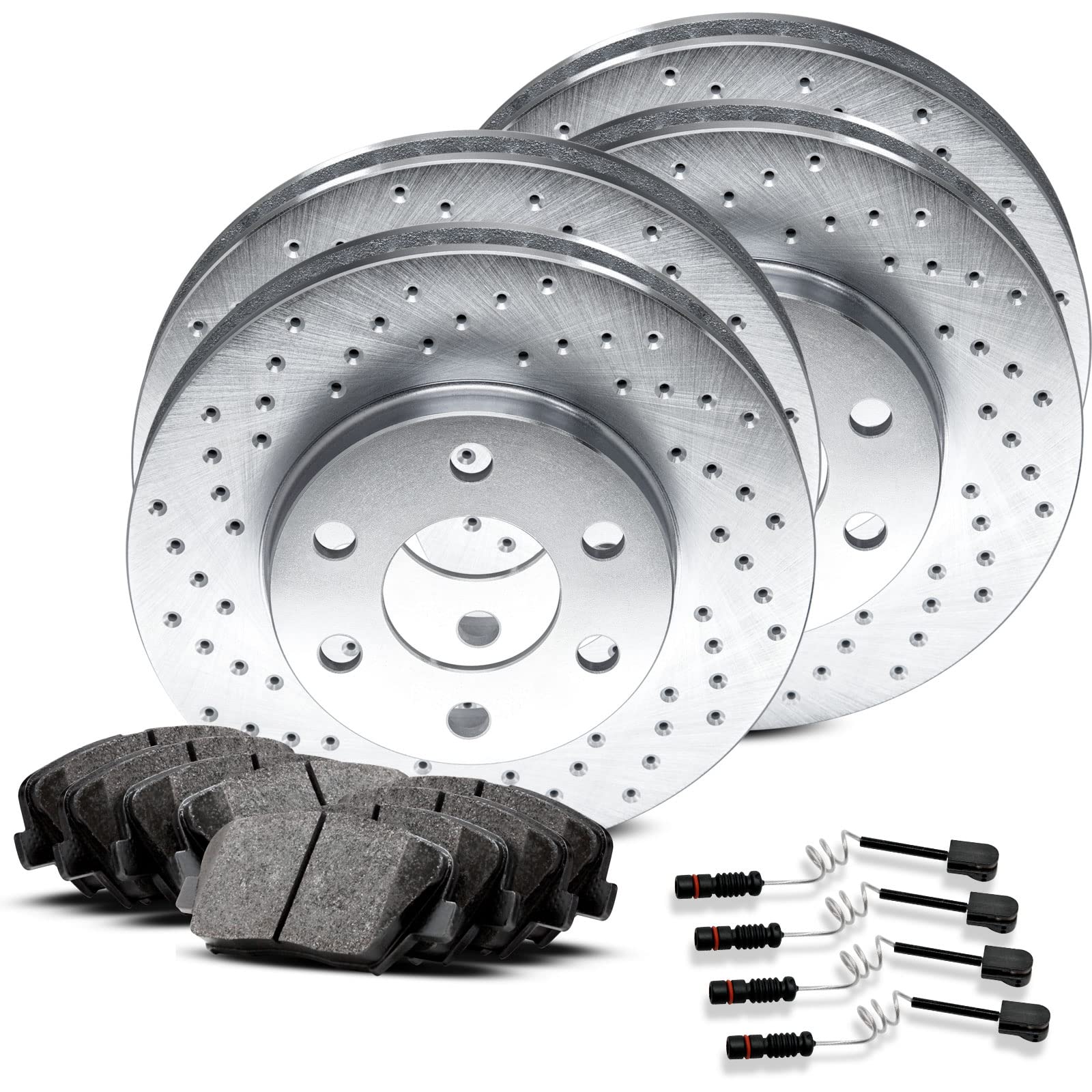 R1 Concepts CEX.35060.02 Complete Front & Rear Brake Kit - Ceramic Brake Pads & Rotors with Hardware Kit | High-Performance Braking for Cars, Trucks & SUVs | Ideal for Daily Commuting & Highway Driving