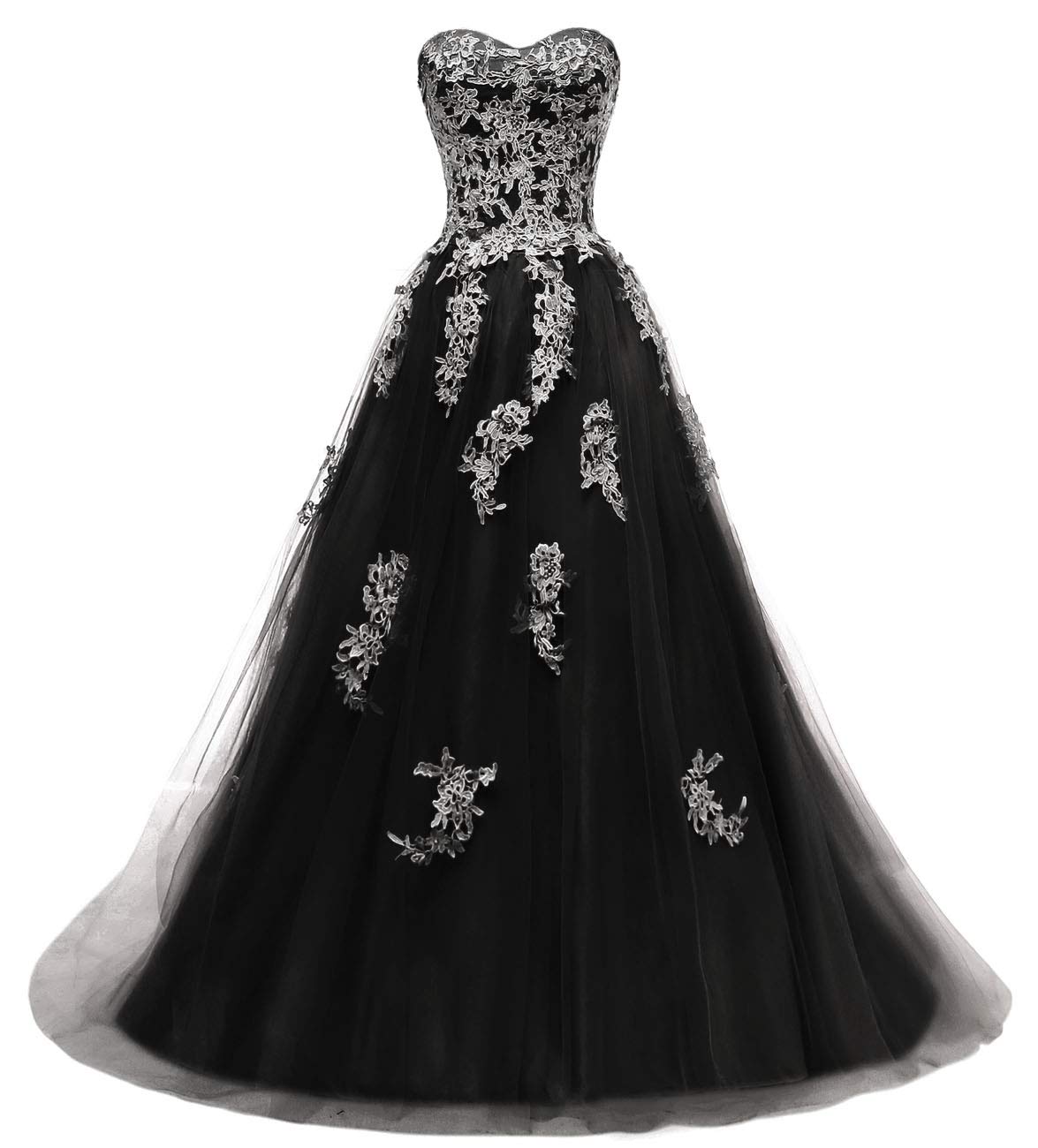 Elegant Strapless Long Prom Dress with Lace Appliques & Tulle Skirt - Formal Evening Gown for Quinceanera, Homecoming, Wedding & Special Occasions