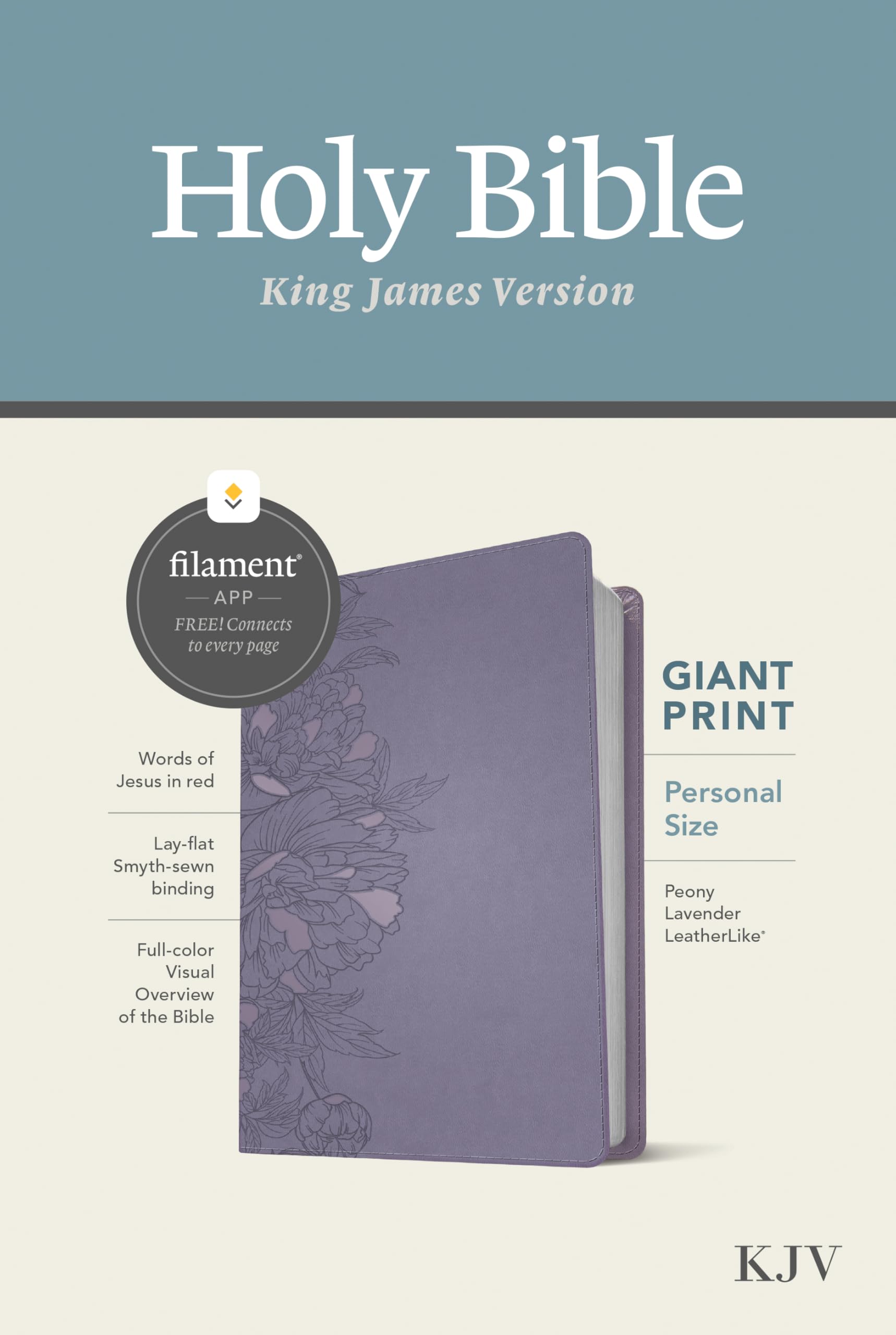 KJV Giant Print Bible - LeatherLike Peony Lavender - Red Letter Edition for Daily Devotion & Worship