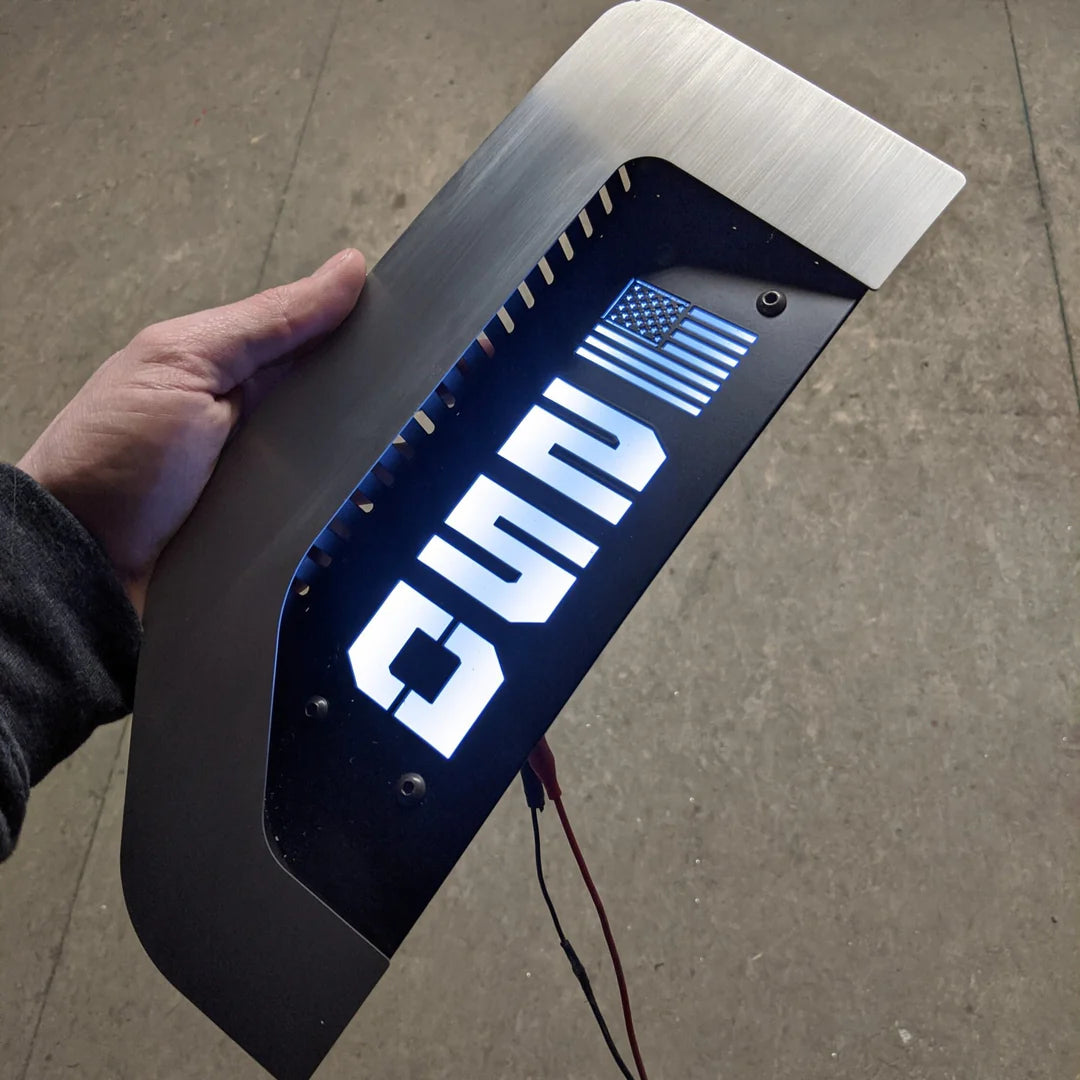 LED Fender Badge Replacement - Brushed American Flag Design for 2017-2022 Ford Super Duty 250/350/450 - Upgrade Your Truck's Style for Off-Road & Daily Driving