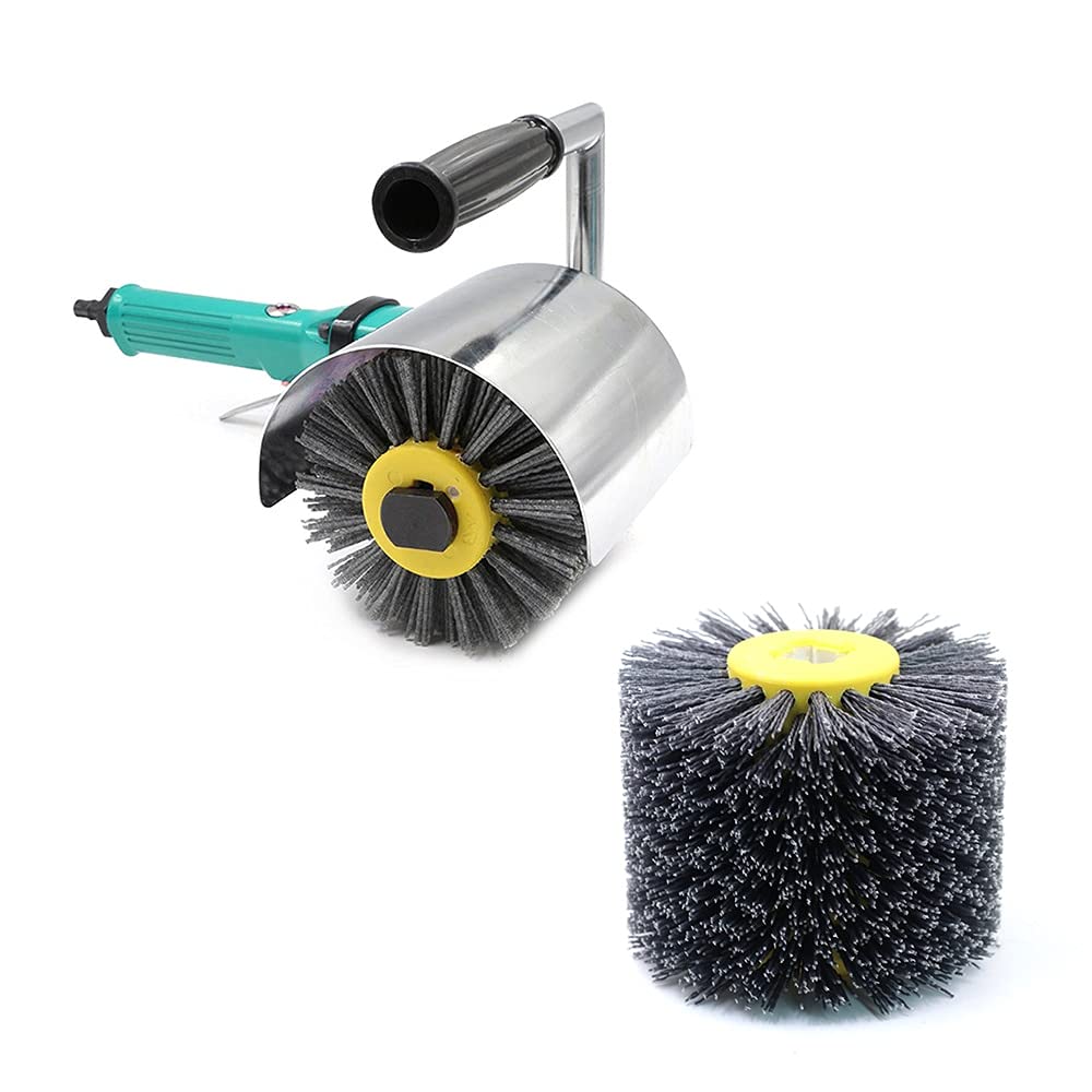 Nylon Abrasive Wire Drum Polishing Wheel - 80 Grit Electric Brush for Woodworking & Metalworking | Surface Grinding & Finishing Tool for DIY Projects & Professional Workshops