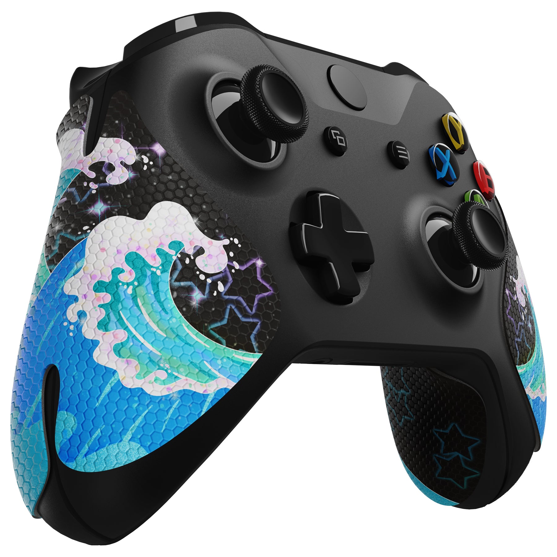 eXtremeRate Anti-Skid Sweat-Absorbent Textured Handle Grips for Xbox One & Xbox One X/S Controller - Shimmering Waves Design - Enhanced Grip for Gaming, Streaming & Esports
