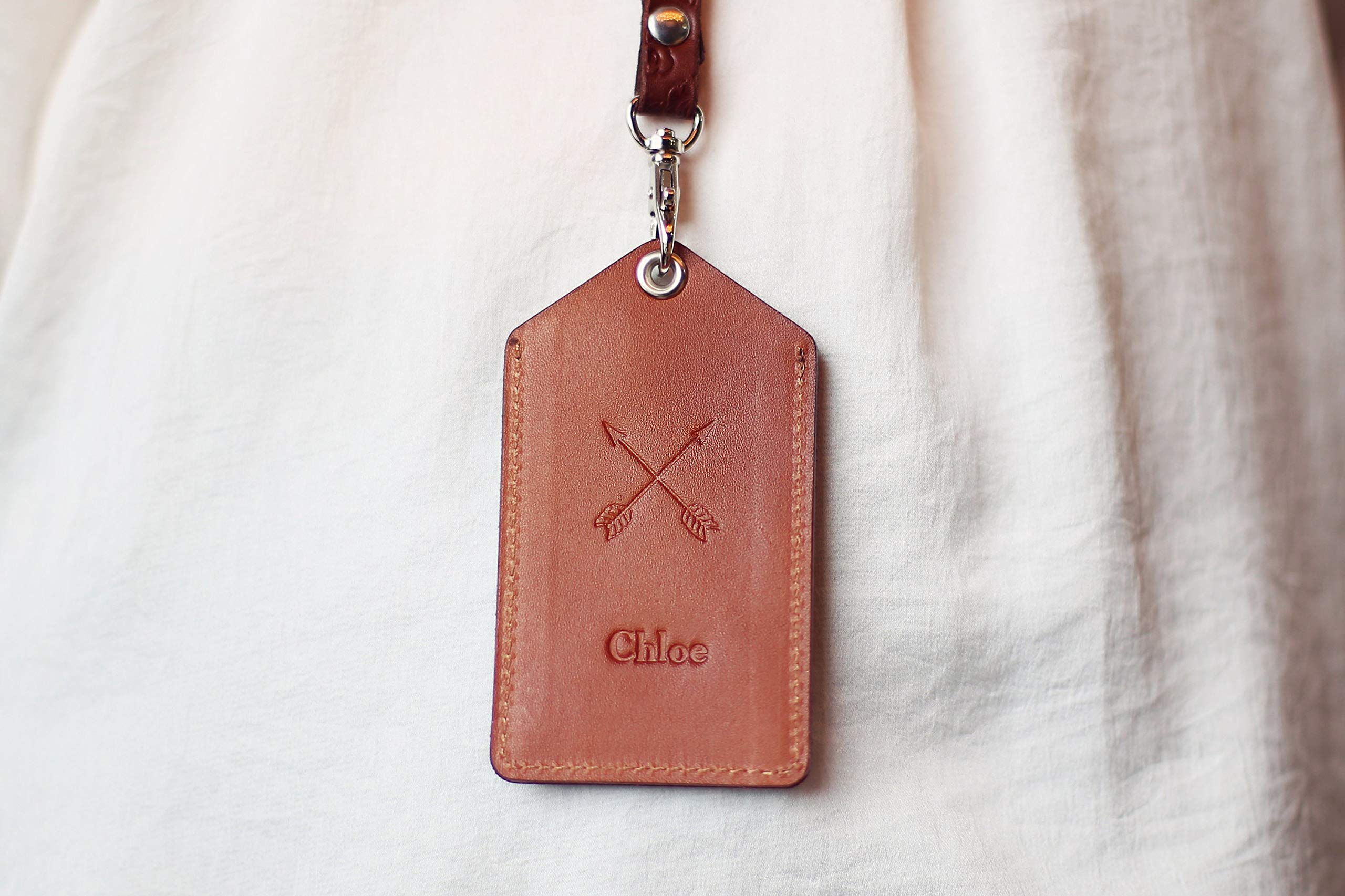 Personalized Leather ID Badge Holder - Custom Name Engraved RFID Blocking Wallet Card Case for Work, Office & Security Access