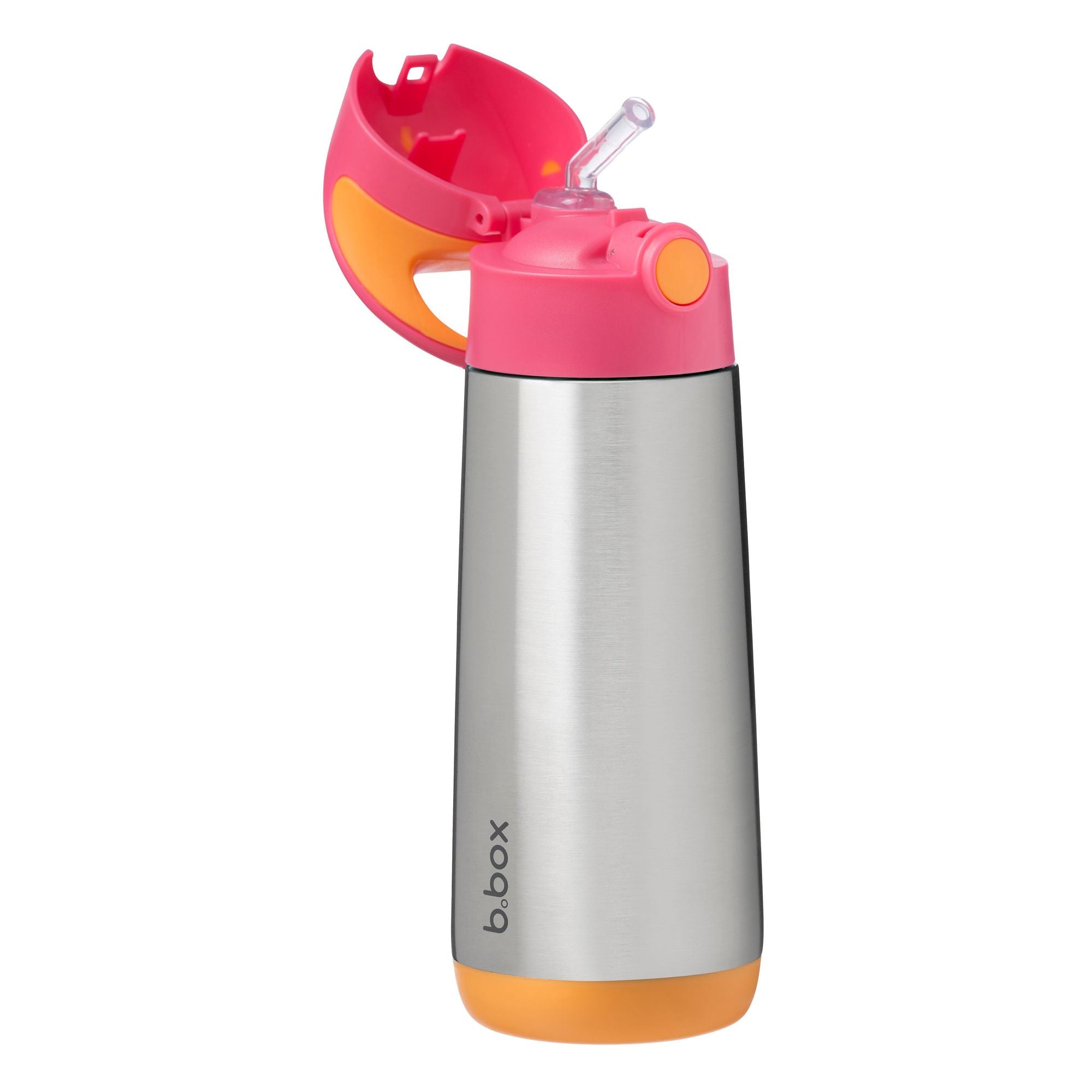 b.box Insulated Stainless Steel Drink Bottle 500ml - Leak Proof, BPA Free, Keeps Drinks Cold/Hot for Hours - Strawberry Shake Color - Perfect for School, Gym, Travel & Outdoor Activities