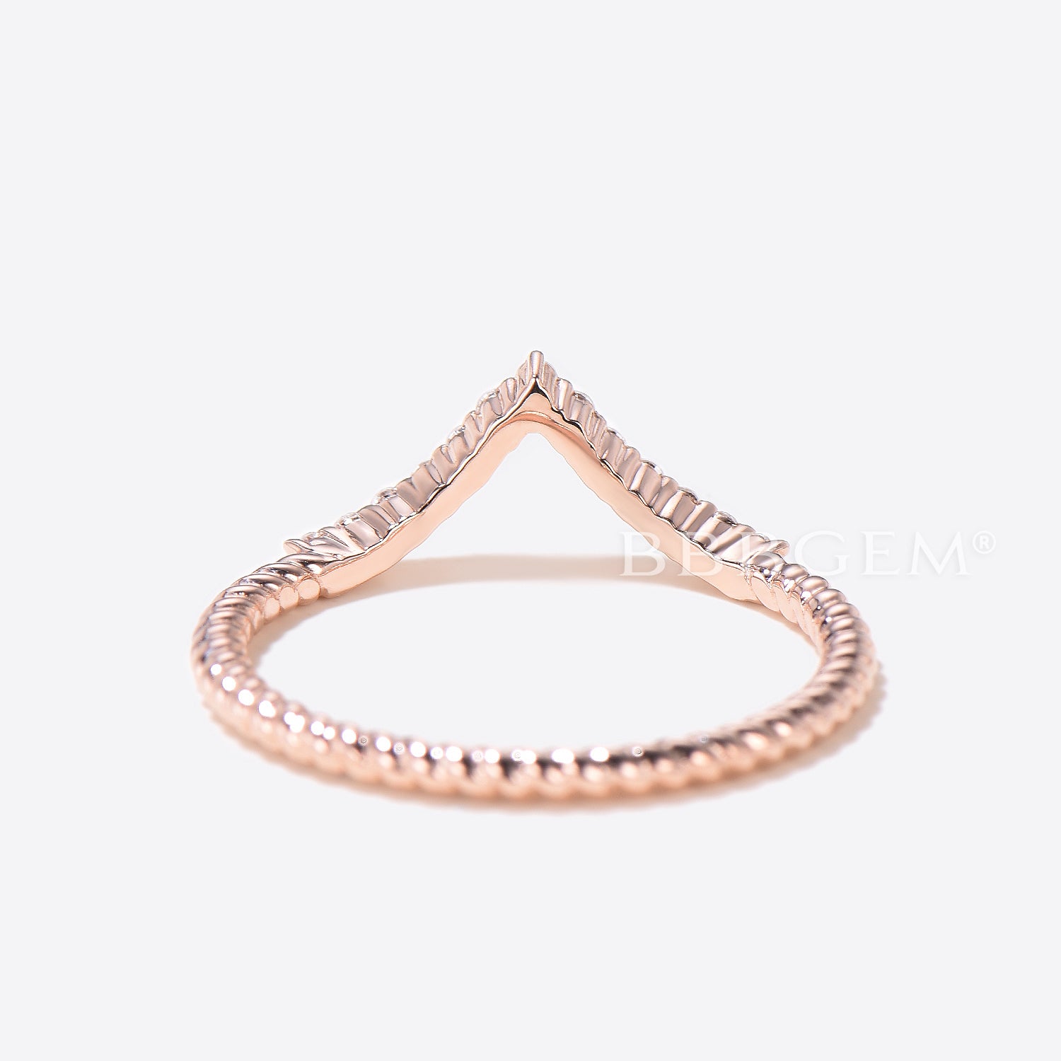 V-Curved Diamond Wedding Ring – Twisted Half Eternity Matching Band for Women | Elegant Bridal Jewelry, Anniversary Gift & Engagement Ring Set