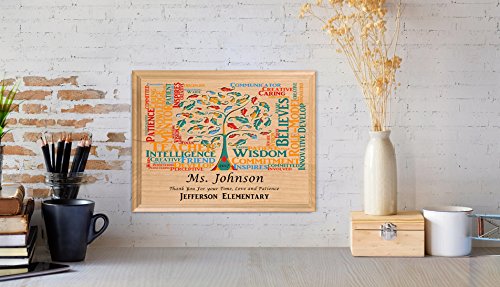 Personalized Teacher Appreciation Plaque - Solid Wood Engraved Gift for Educators - Made in USA - Perfect for Teacher's Day, Retirement & Thank You Gifts