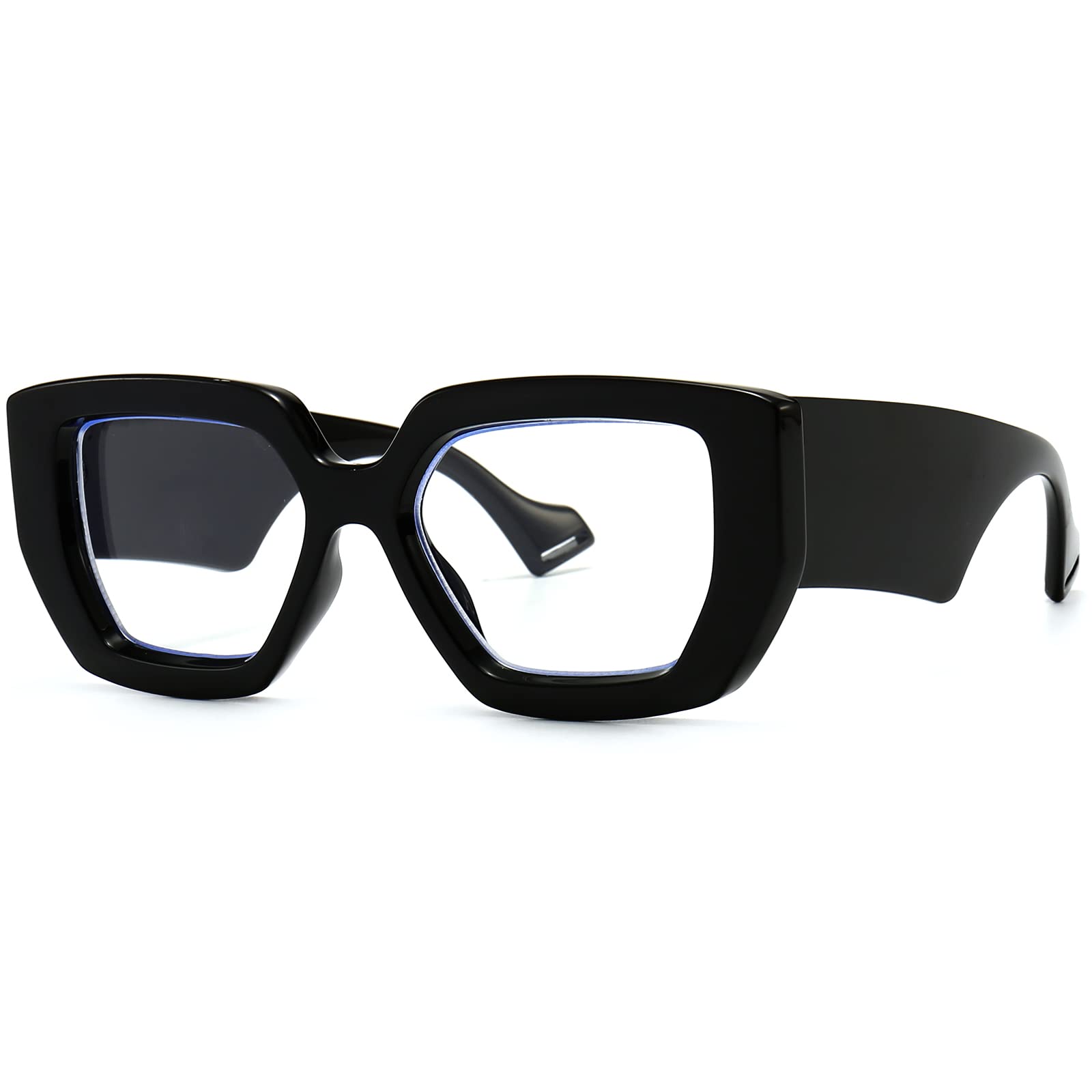 Blue Light Blocking Glasses for Women & Men - Thick Frame Oversized Square Computer Gaming Eyeglasses - Reduce Eye Strain for Work, Gaming & Screen Time