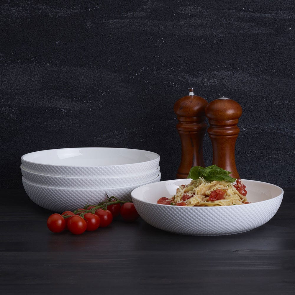 Stanton 4-Piece Pasta Bowl Set - Ceramic Dinner Bowls for Spaghetti, Salad & Soup - Perfect for Family Meals, Entertaining & Italian Cuisine