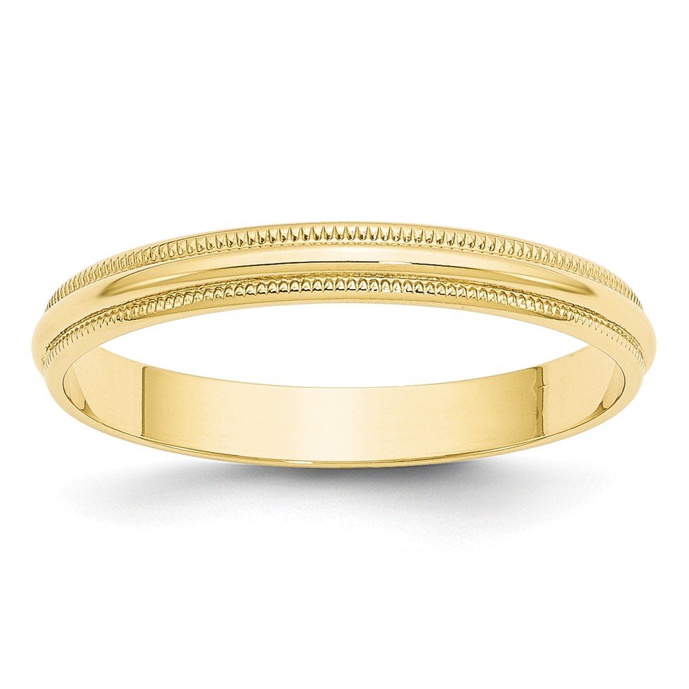 10K Yellow Gold 3mm LTW Milgrain Half Round Wedding Band for Men & Women - Perfect for Anniversary, Engagement & Everyday Wear