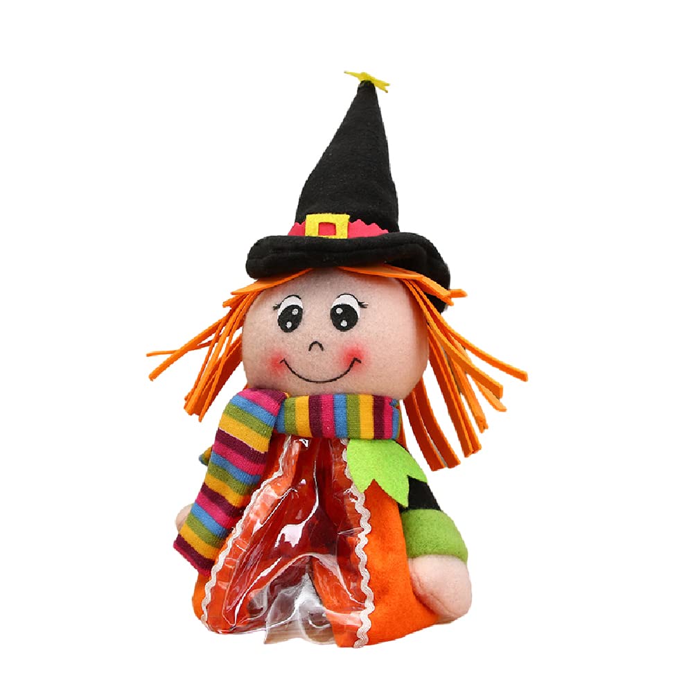 Quenny Halloween Decorations - Cartoon Pumpkin Doll Candy Gift Bags with Zipper, Orange Hair Pumpkin Doll Party Favors for Trick or Treat, Halloween Parties & Home Decor