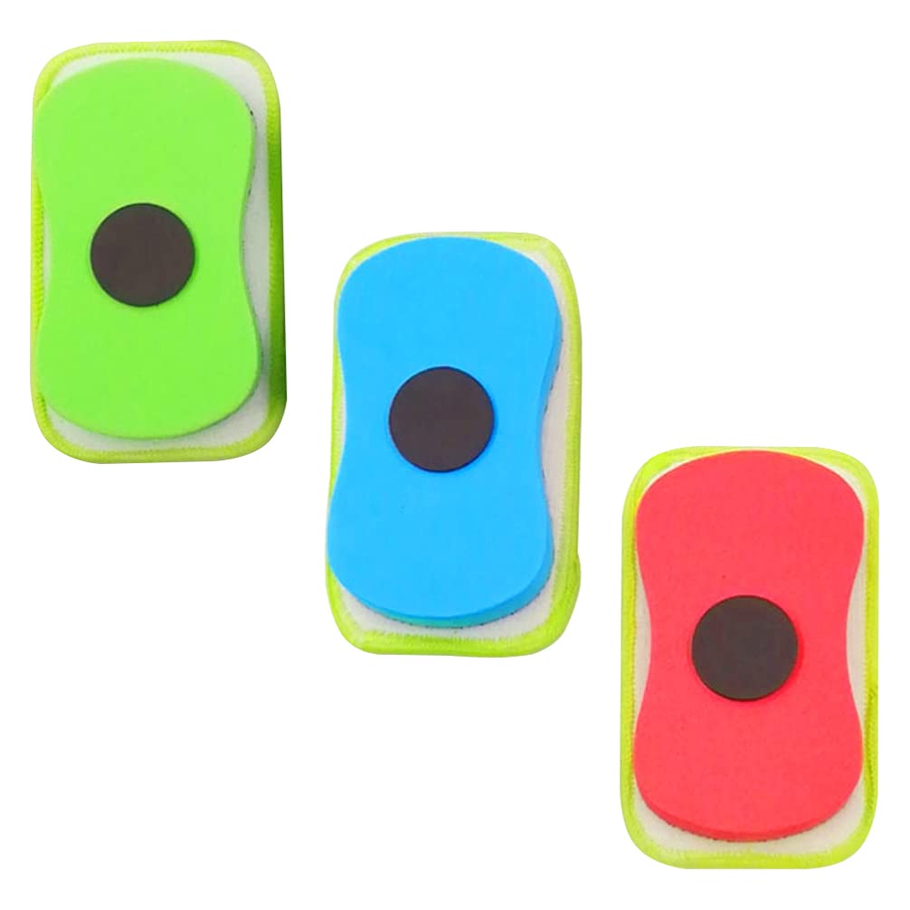 NUOBESTY 3-Pack Magnetic Whiteboard Erasers - Small Square Dry Erase Board Cleaners for Chalkboard & Glass Whiteboard - Perfect for Classroom, Home & Office Use (Random Colors) - Ideal for Teachers, Students & Professionals