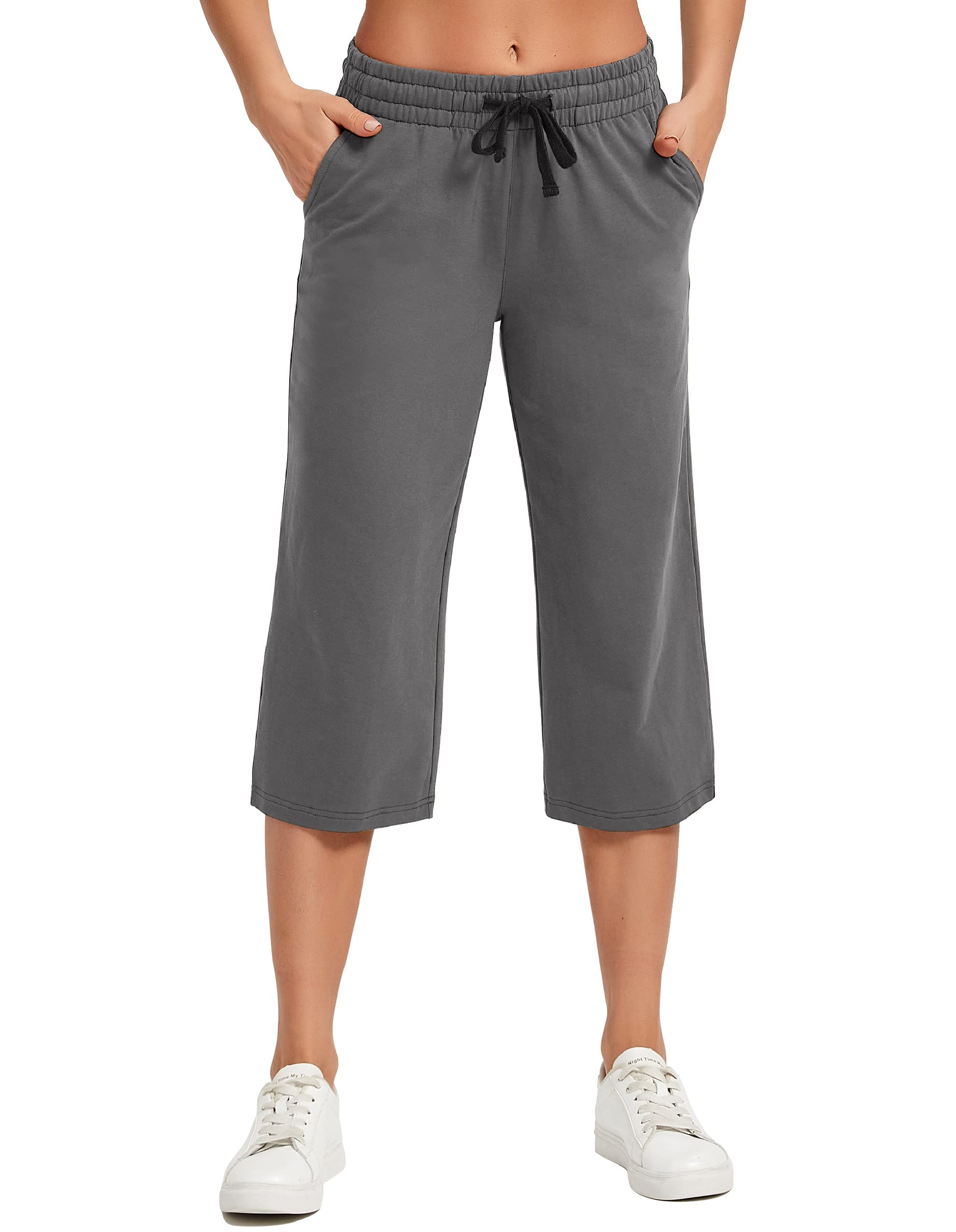 SPECIALMAGIC Women's Cotton Capri Pants - Wide Leg Yoga Pants, Lounge Pajama Pants & Athletic Sweatpants for Workout, Yoga & Casual Wear