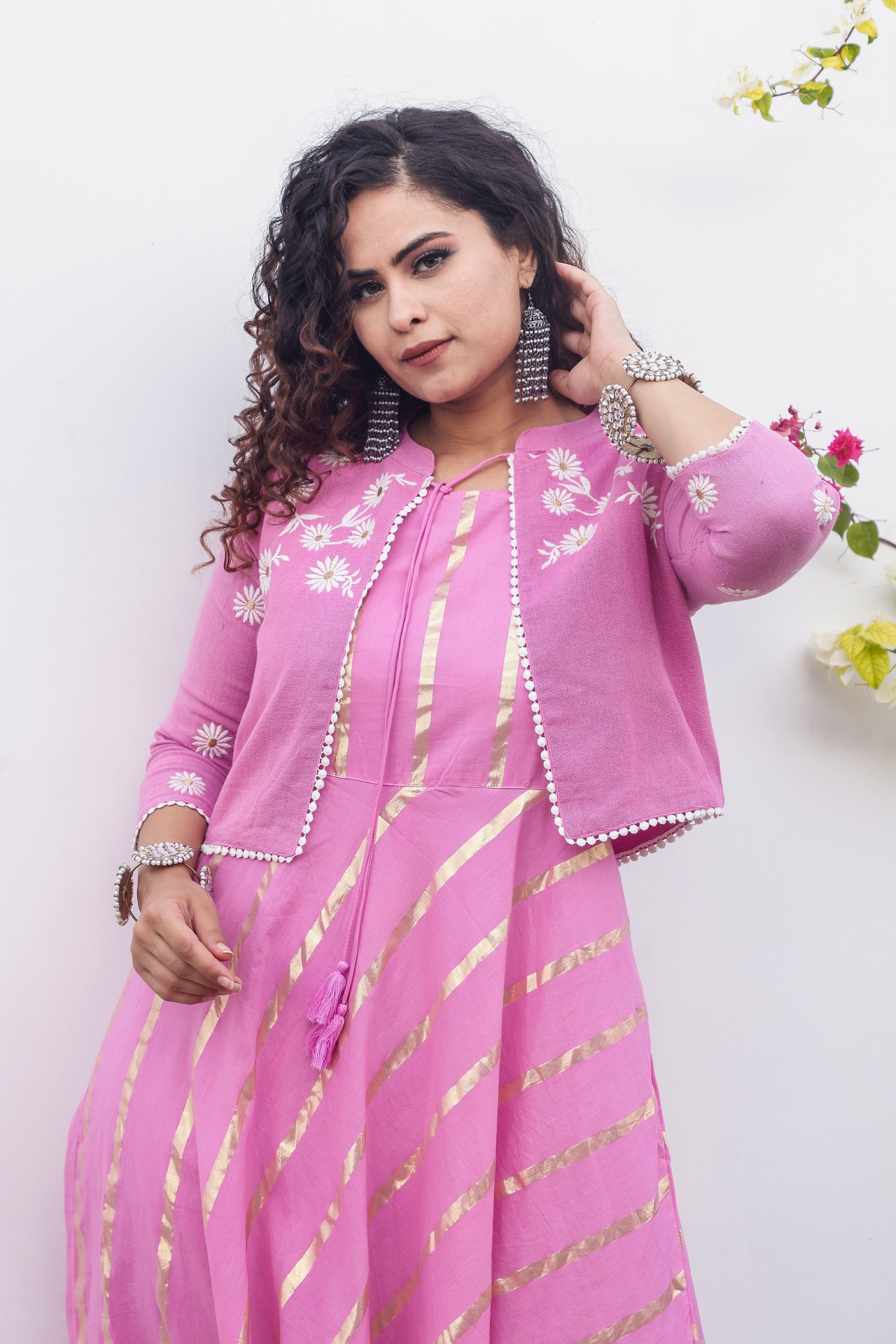 Lavender Embroidered Jacket & Maxi Dress Set - Floral Boho Outfit for Women | Perfect for Spring Weddings, Garden Parties & Date Nights