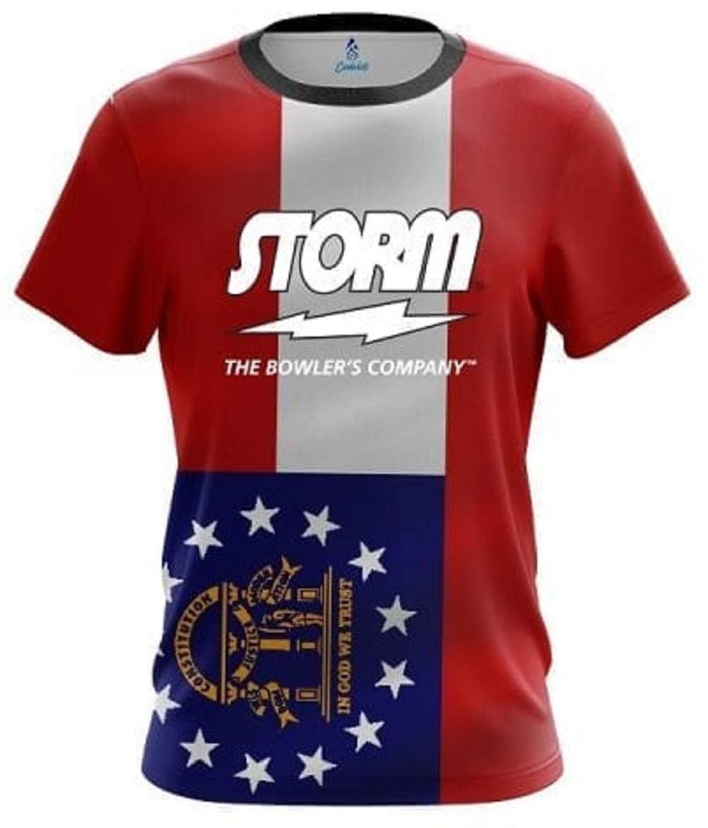 Storm Georgia Flag Bowling Jersey - Custom Team Uniform for Bowling Leagues & Tournaments - Perfect for Bowling Enthusiasts & Sports Fans