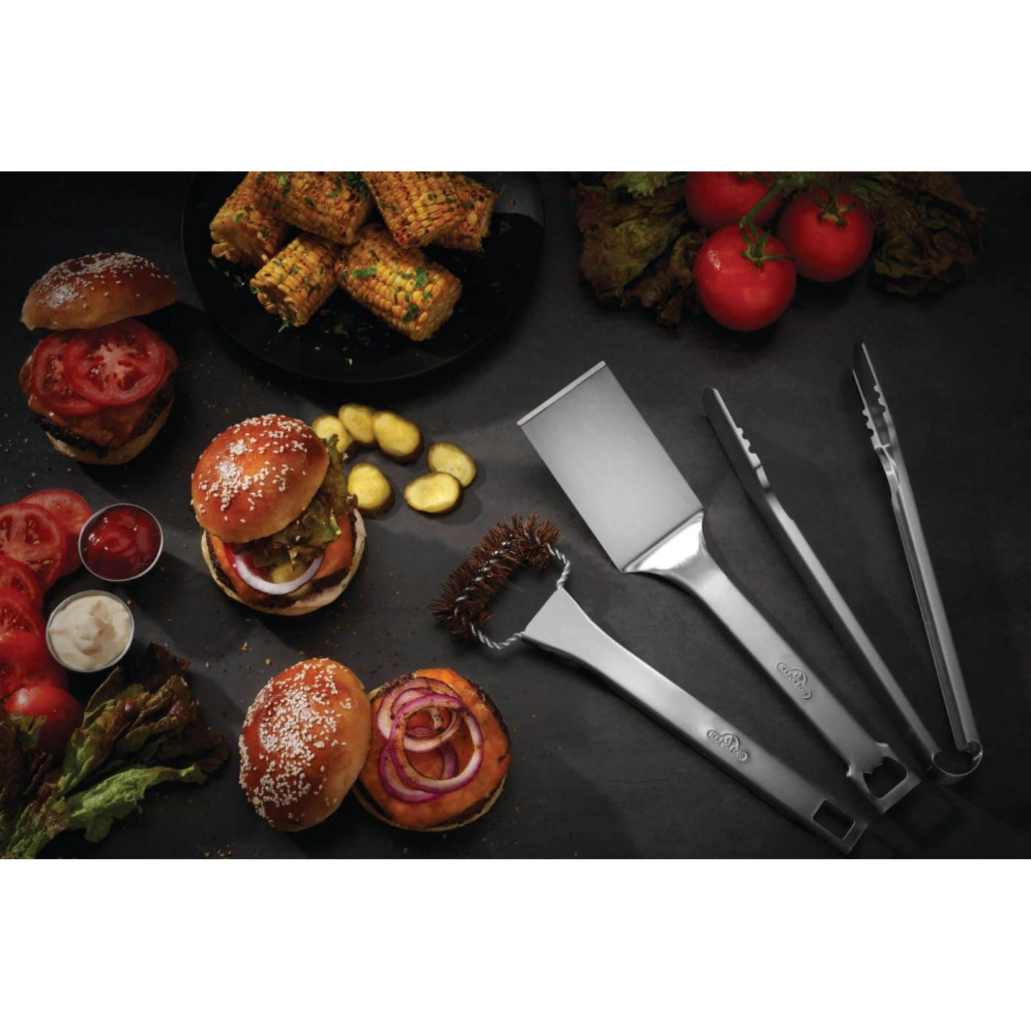 Napoleon 70051 TravelQ™ 3-Piece BBQ Grill Tool Set - Portable Stainless Steel Utensils for Outdoor Cooking, Camping & Picnics