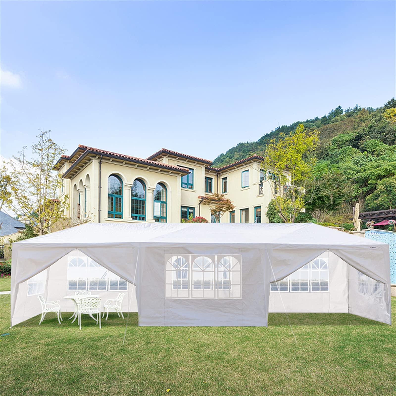 10'x30' Waterproof Outdoor Gazebo Canopy Tent with Removable Side Walls & Spiral Tubes - Perfect for Weddings, Parties, Camping, Market Stalls & Commercial Events (8-Sided Design with 2 Doors)