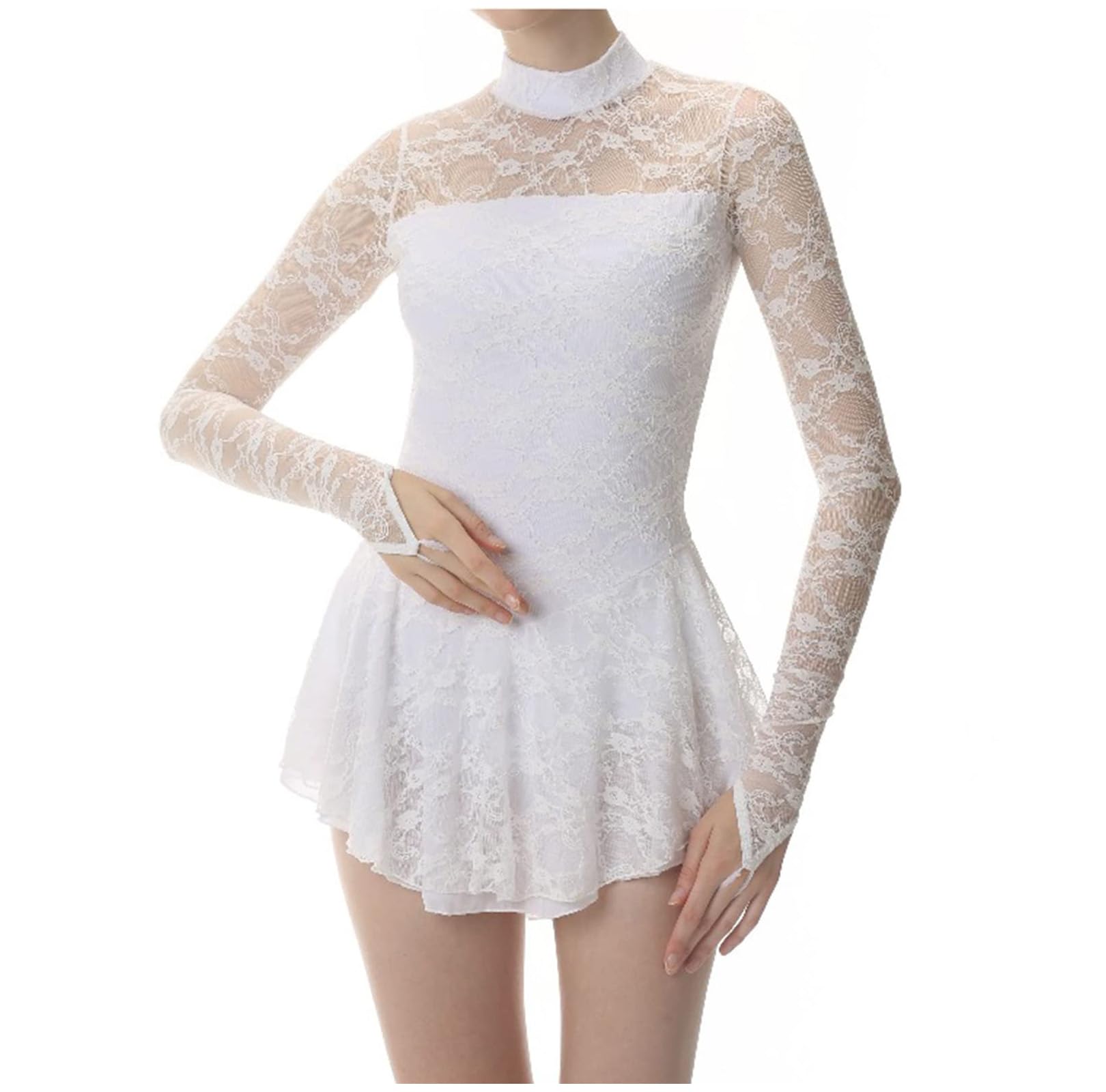 Elegant Lace Figure Skating Dress for Kids & Adults - Competition & Performance Costume - Ballet & Ice Skating Outfit for Shows & Recitals - Perfect for Ice Shows, Ballet Performances, and Skating Competitions