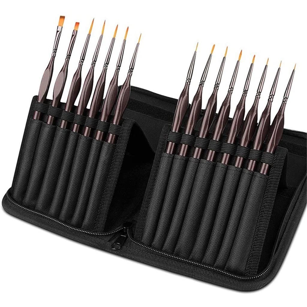 15Pcs Professional Miniature Paint Brush Set - CHYSP Fine Detail Painting Brushes for Artists, Mini Canvas & Model Painting | Perfect for Acrylic, Watercolor & Oil Painting