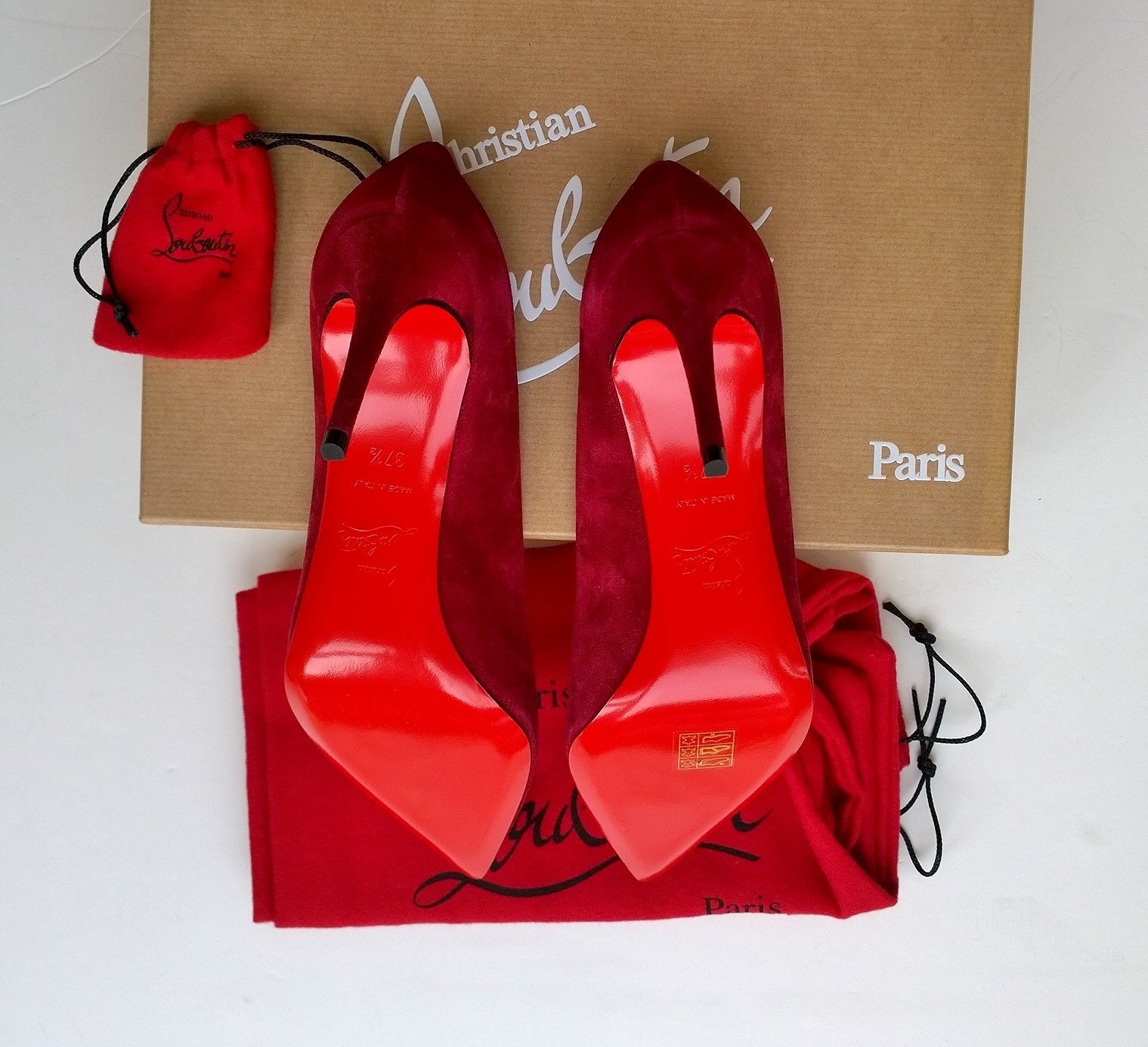 Christian Louboutin Kate 85mm Crimson Suede Pumps - Dark Red Opera Pointed Toe High Heels for Women | Perfect for Evening Parties, Weddings & Special Occasions