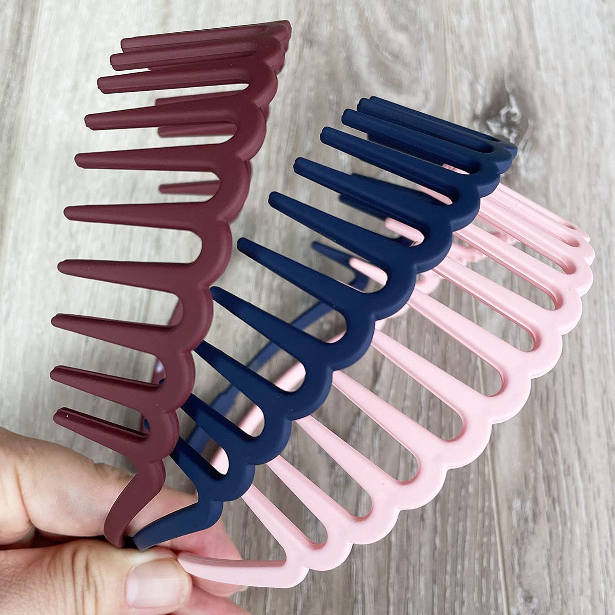 ASG 3-Pack Colorful Matte Zig Zag Headbands for Women & Girls - Plastic Hairbands with Teeth for Secure Hold - Perfect for Sports, Work & Everyday Styling