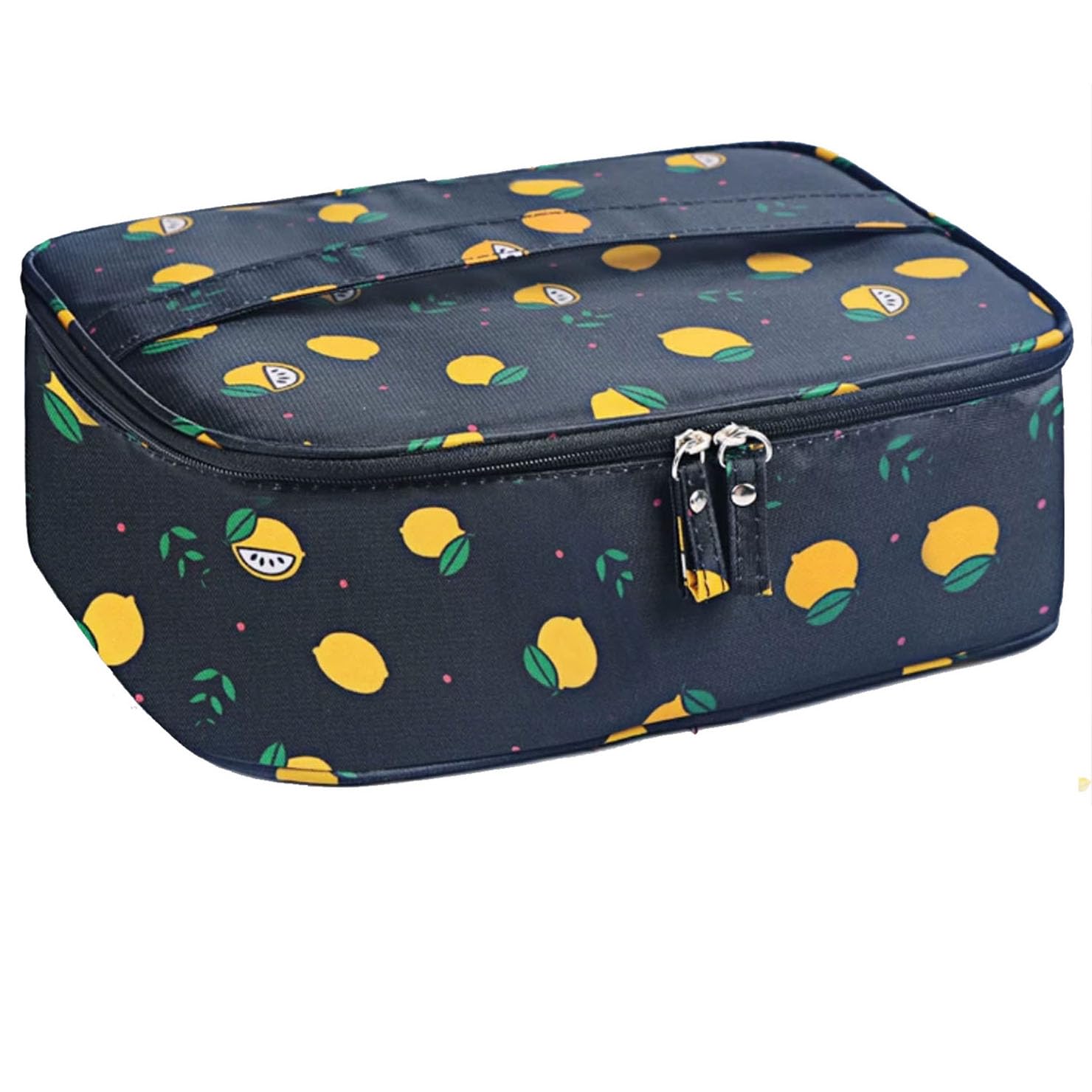 YYGOJOY Large Travel Makeup Bag & Toiletry Organizer - Portable Cosmetic Case for Women & Girls (Black Lemon) | Perfect for Vacations, Gym, and Daily Essentials Storage