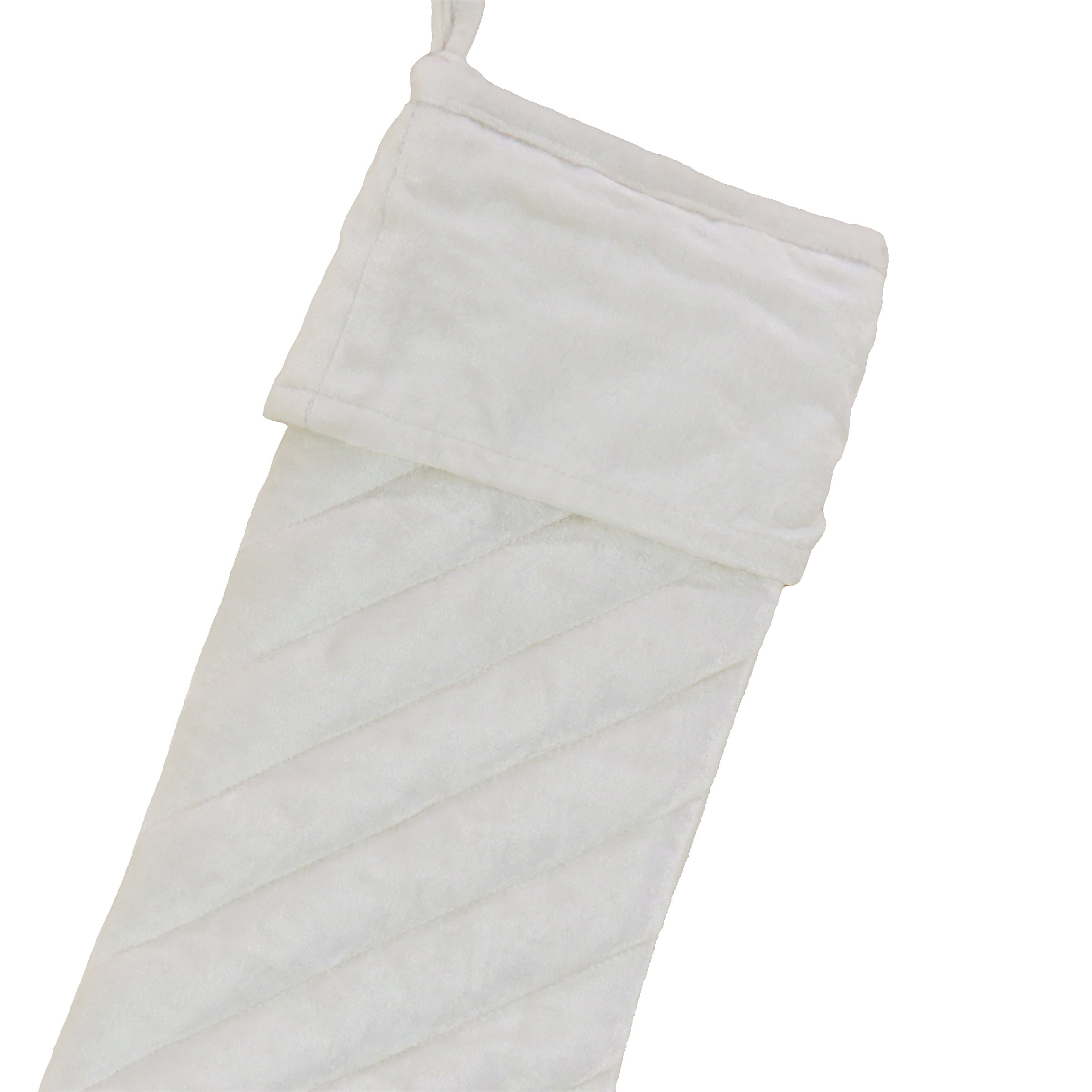 19-inch HGTV Home Collection Quilted Velvet Christmas Stocking in Ivory - Perfect for Holiday Decor, Fireplace Mantel & Festive Gift Giving