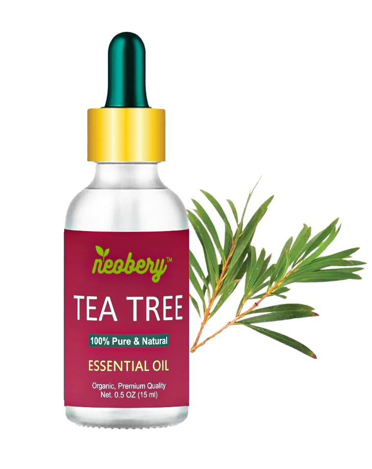 Neobery Tea Tree Essential Oil - 100% Pure, Organic & Natural for Skin, Hair, Face & Dandruff Treatment - 15ml | Perfect for Aromatherapy, DIY Beauty & Scalp Care